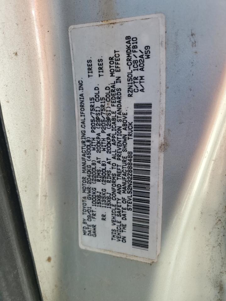 2002 Toyota Tacoma Xtracab VIN: 5TEVL52N32Z888488 Lot: 63384844