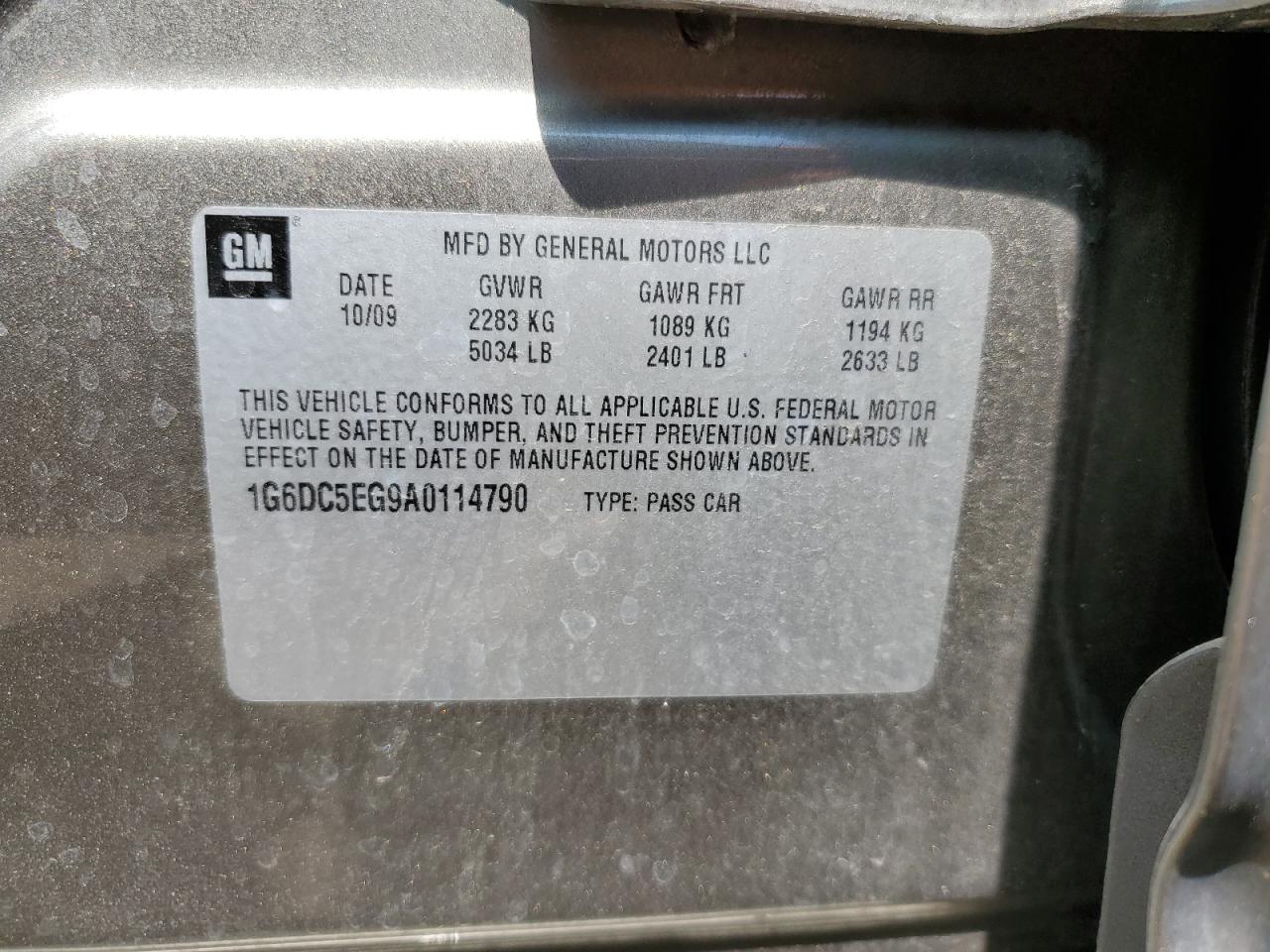 2010 Cadillac Cts VIN: 1G6DC5EG9A0114790 Lot: 62650104