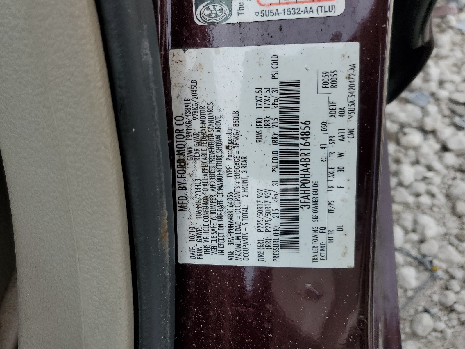 3FAHP0HA4BR164856 2011 Ford Fusion Se