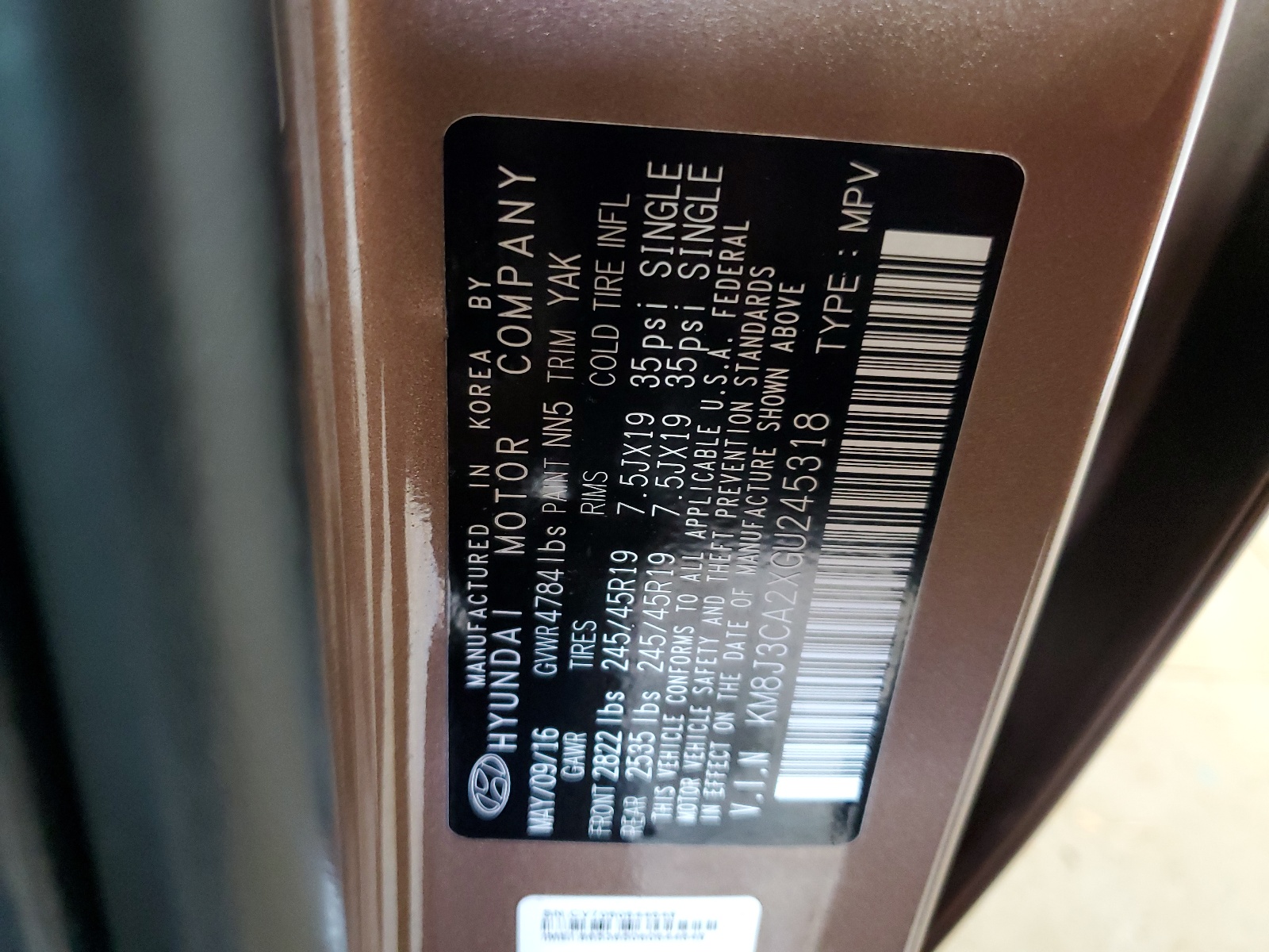 KM8J3CA2XGU245318 2016 Hyundai Tucson Limited