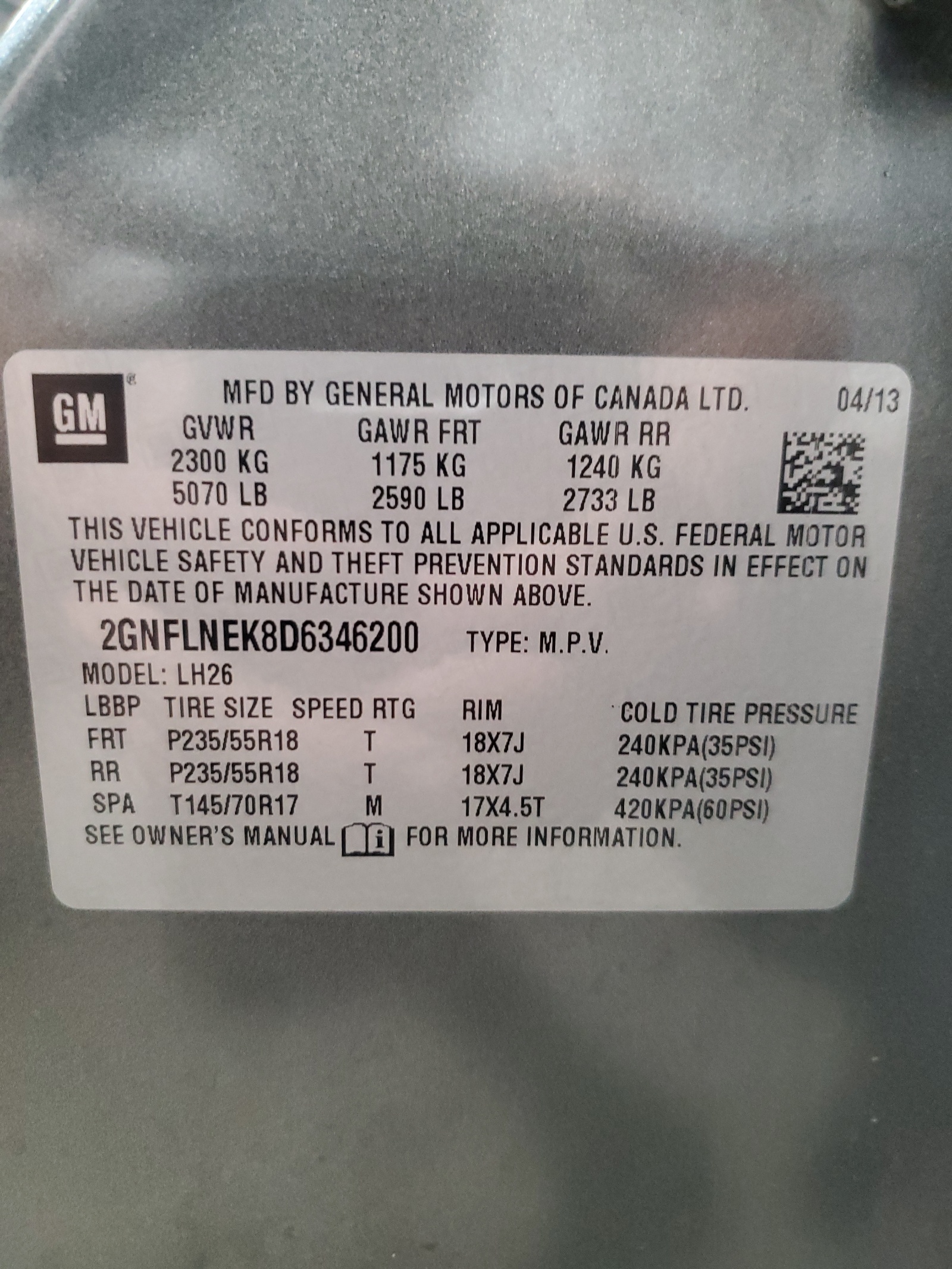 2GNFLNEK8D6346200 2013 Chevrolet Equinox Lt