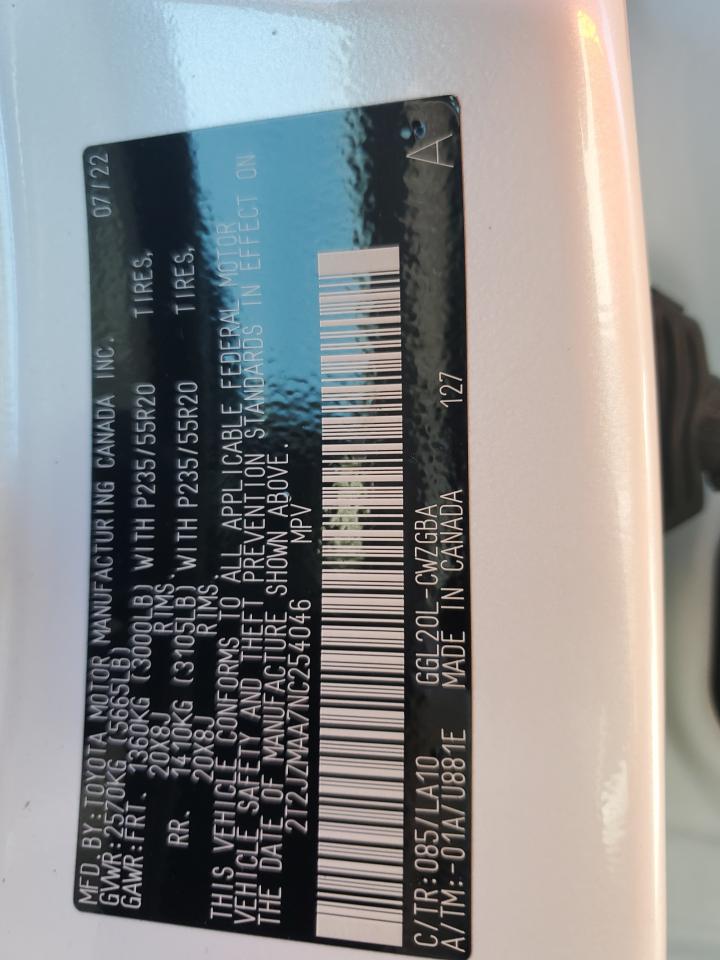 2022 Lexus Rx 350 VIN: 2T2JZMAA7NC254046 Lot: 63968574