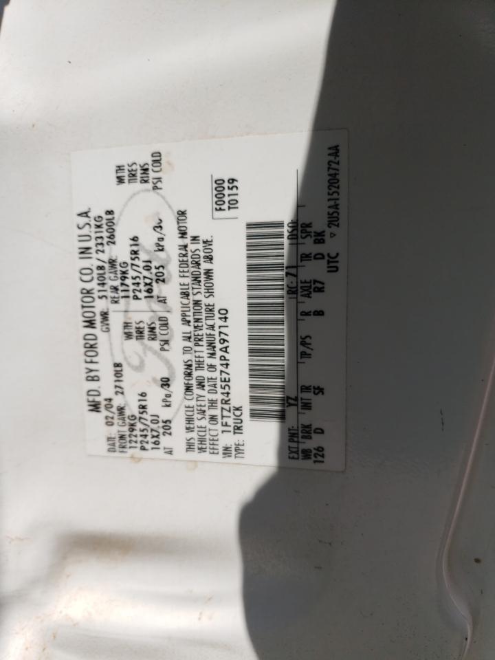 2004 Ford Ranger Super Cab VIN: 1FTZR45E74PA97140 Lot: 64658694