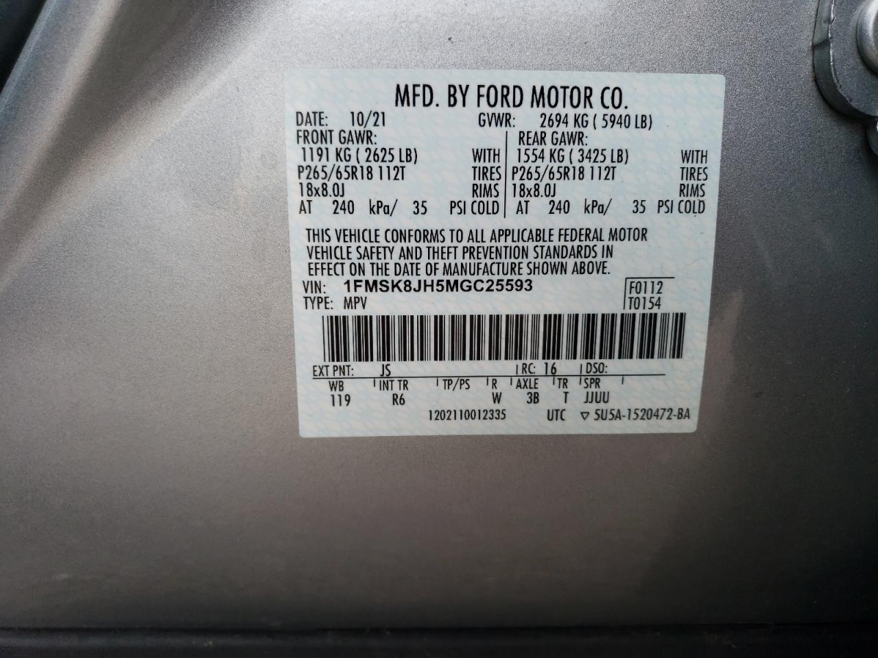 2021 Ford Explorer Timberline VIN: 1FMSK8JH5MGC25593 Lot: 63582794