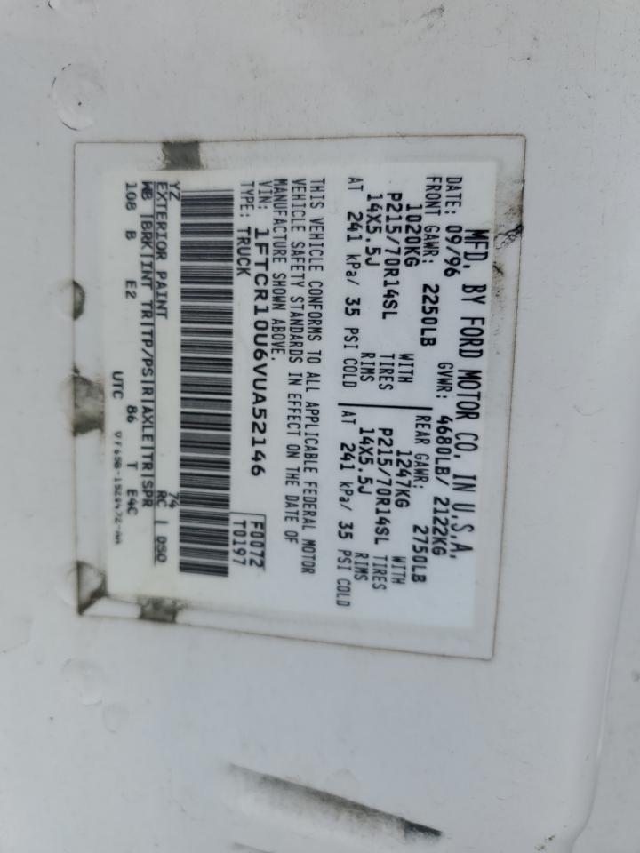 1997 Ford Ranger VIN: 1FTCR10U6VUA52146 Lot: 62687144