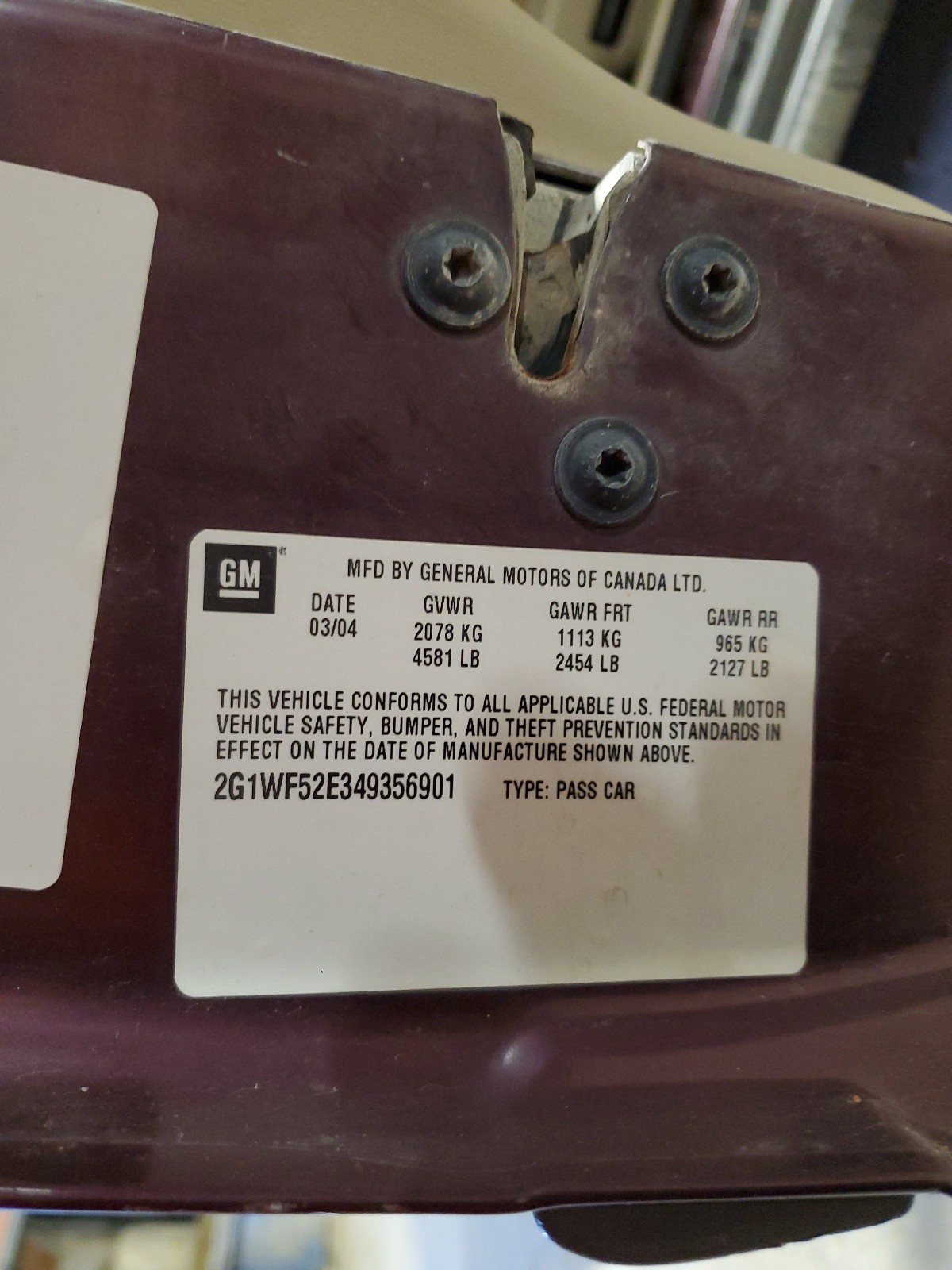 2G1WF52E349356901 2004 Chevrolet Impala