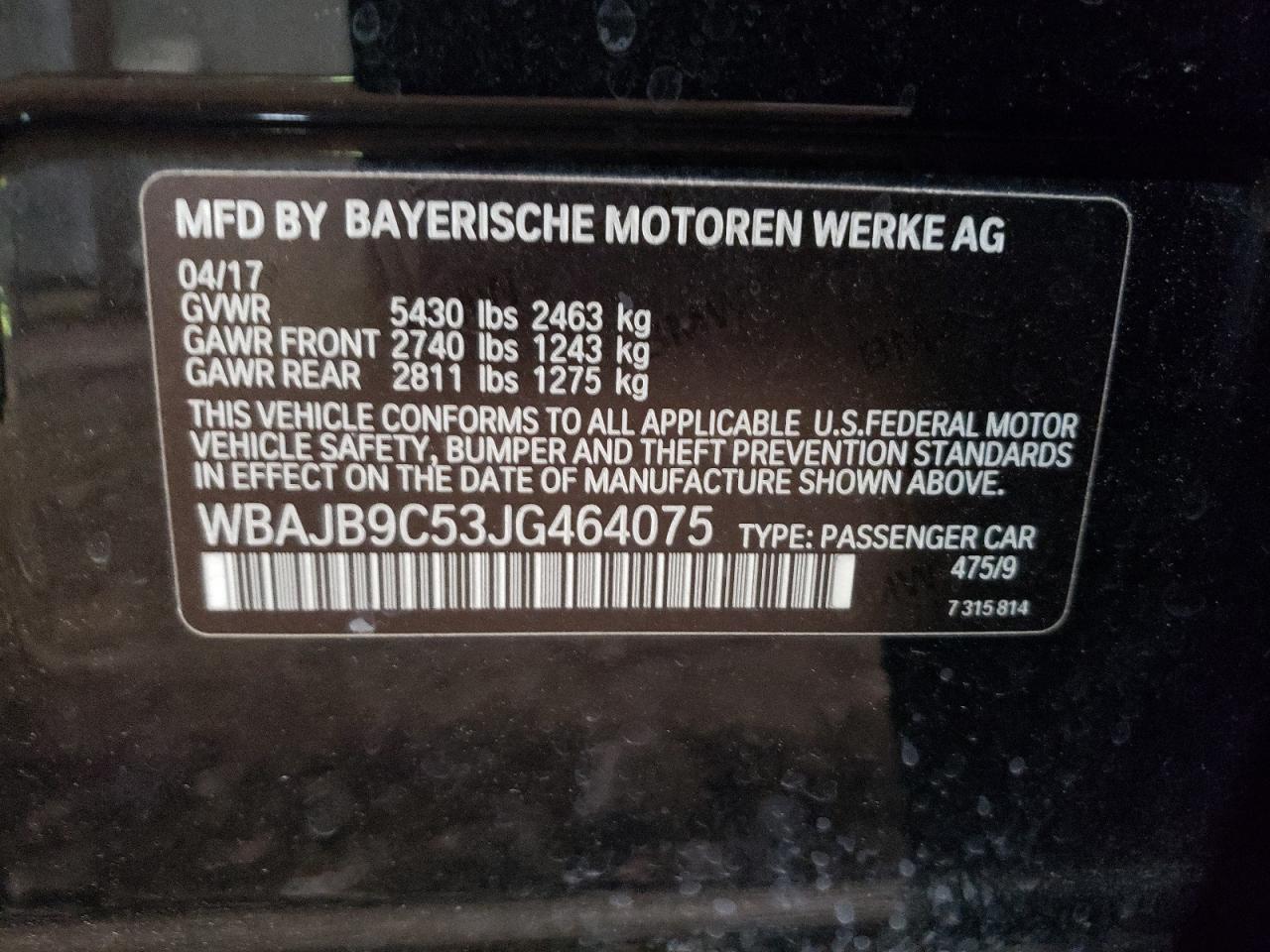 WBAJB9C53JG464075 2018 BMW M550Xi