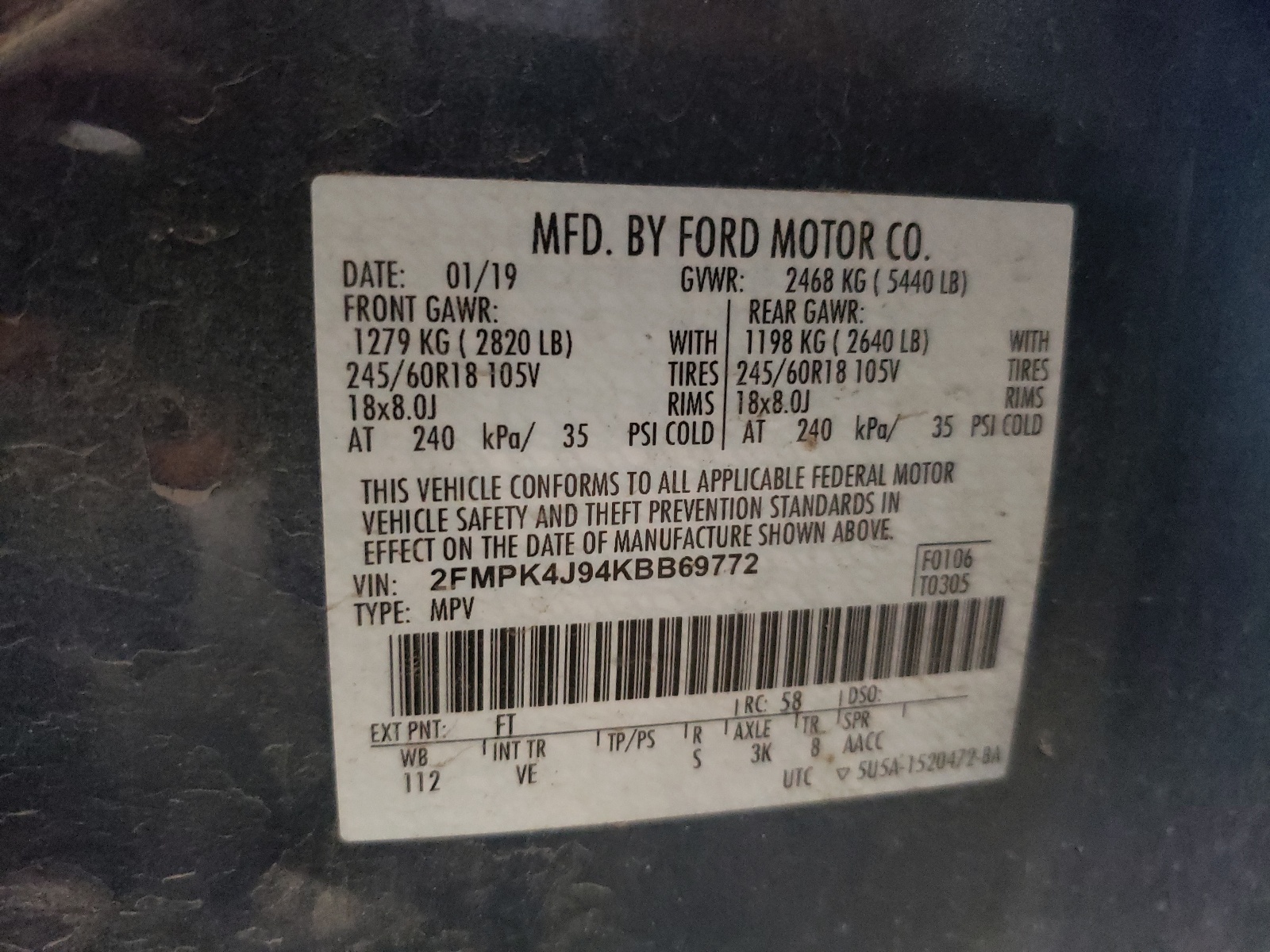 2FMPK4J94KBB69772 2019 Ford Edge Sel