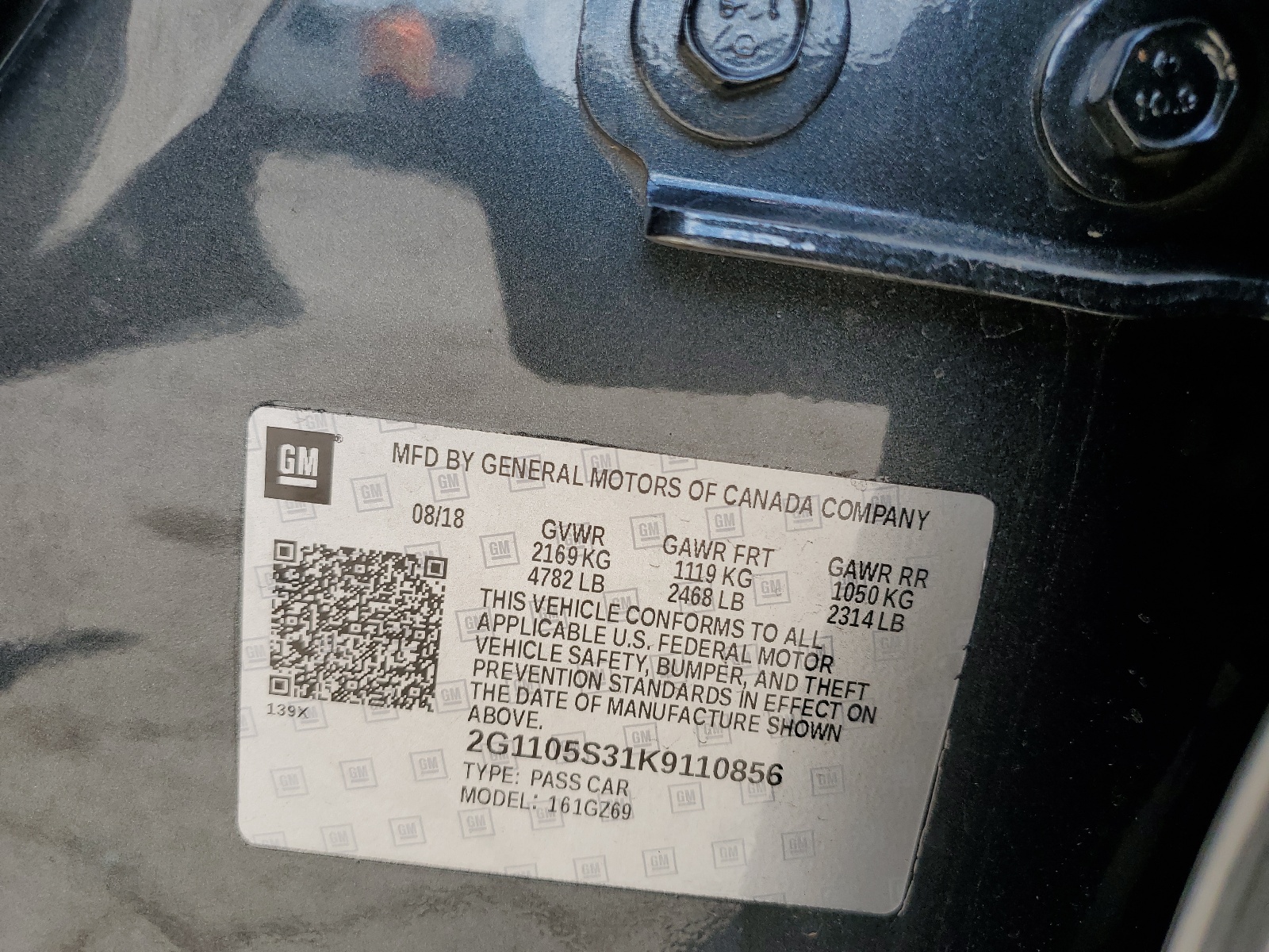 2G1105S31K9110856 2019 Chevrolet Impala Premier