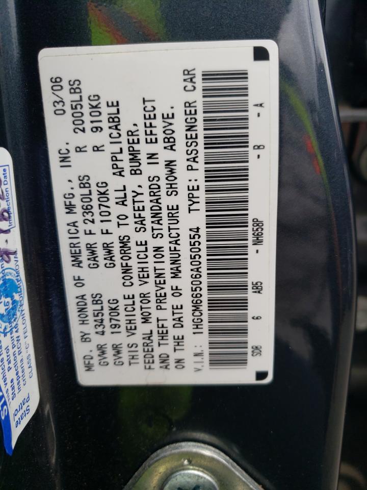 2006 Honda Accord Ex VIN: 1HGCM66506A050554 Lot: 64062954