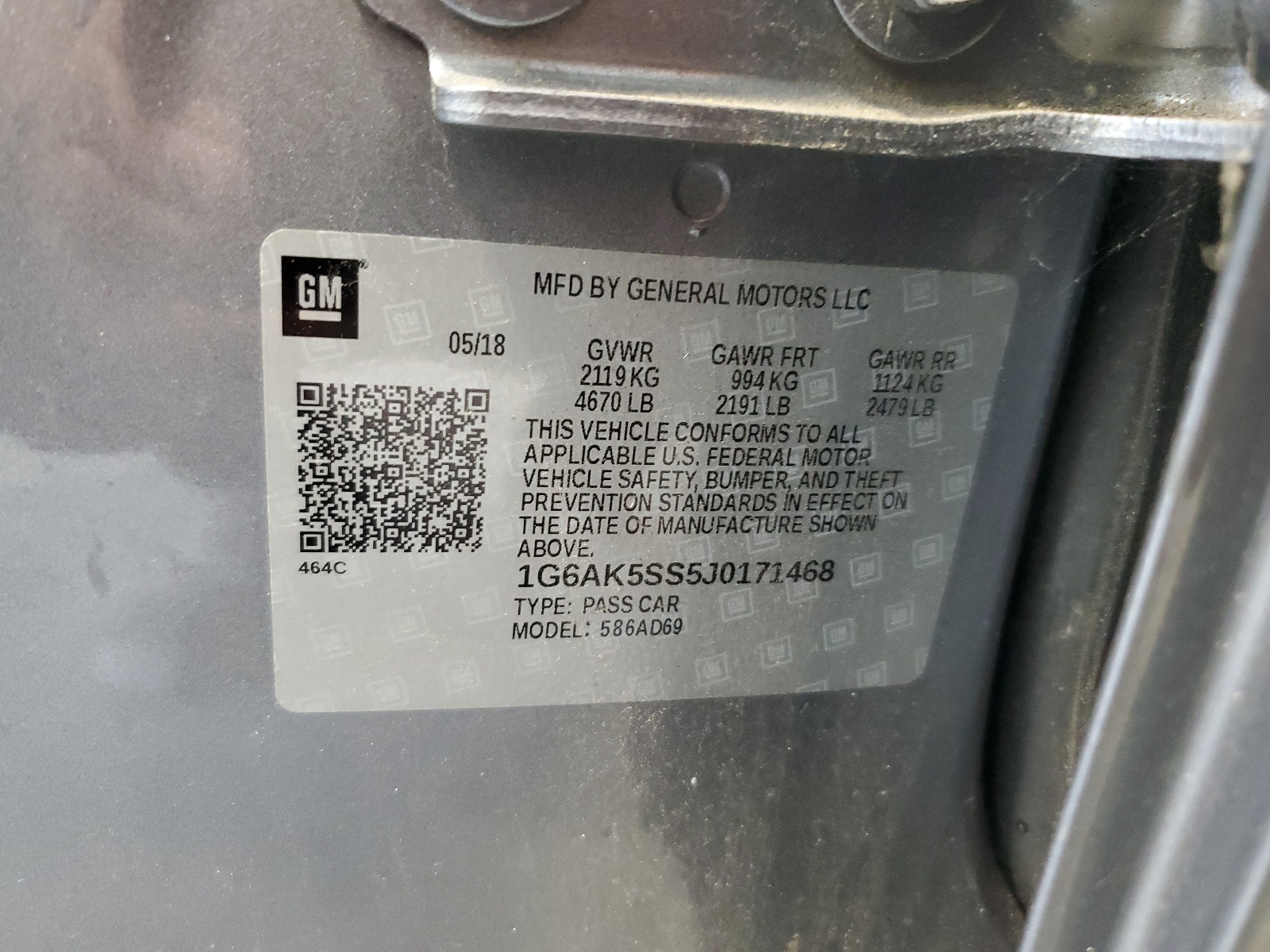 1G6AK5SS5J0171468 2018 Cadillac Ats Premium Luxury