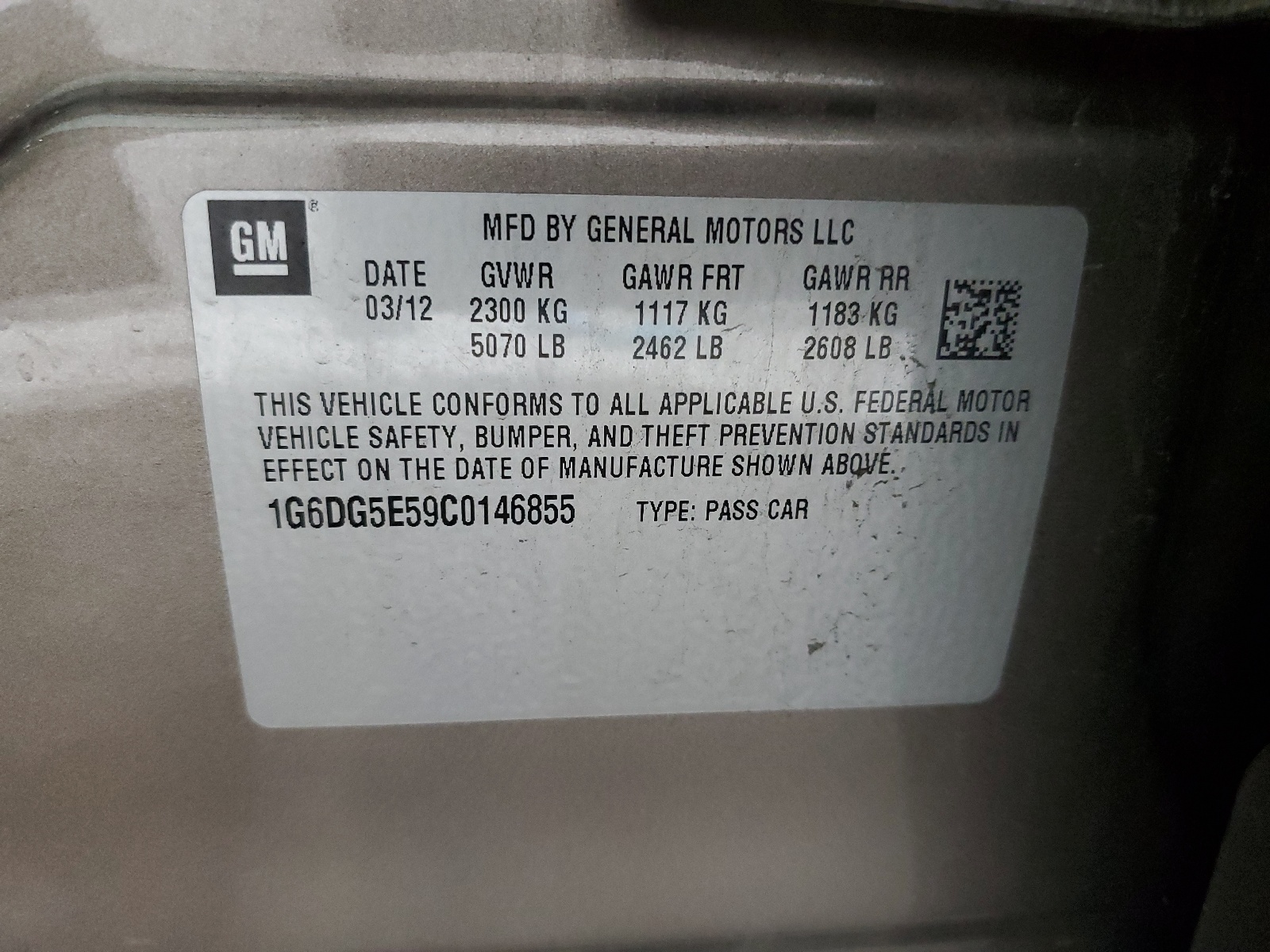 1G6DG5E59C0146855 2012 Cadillac Cts Luxury Collection