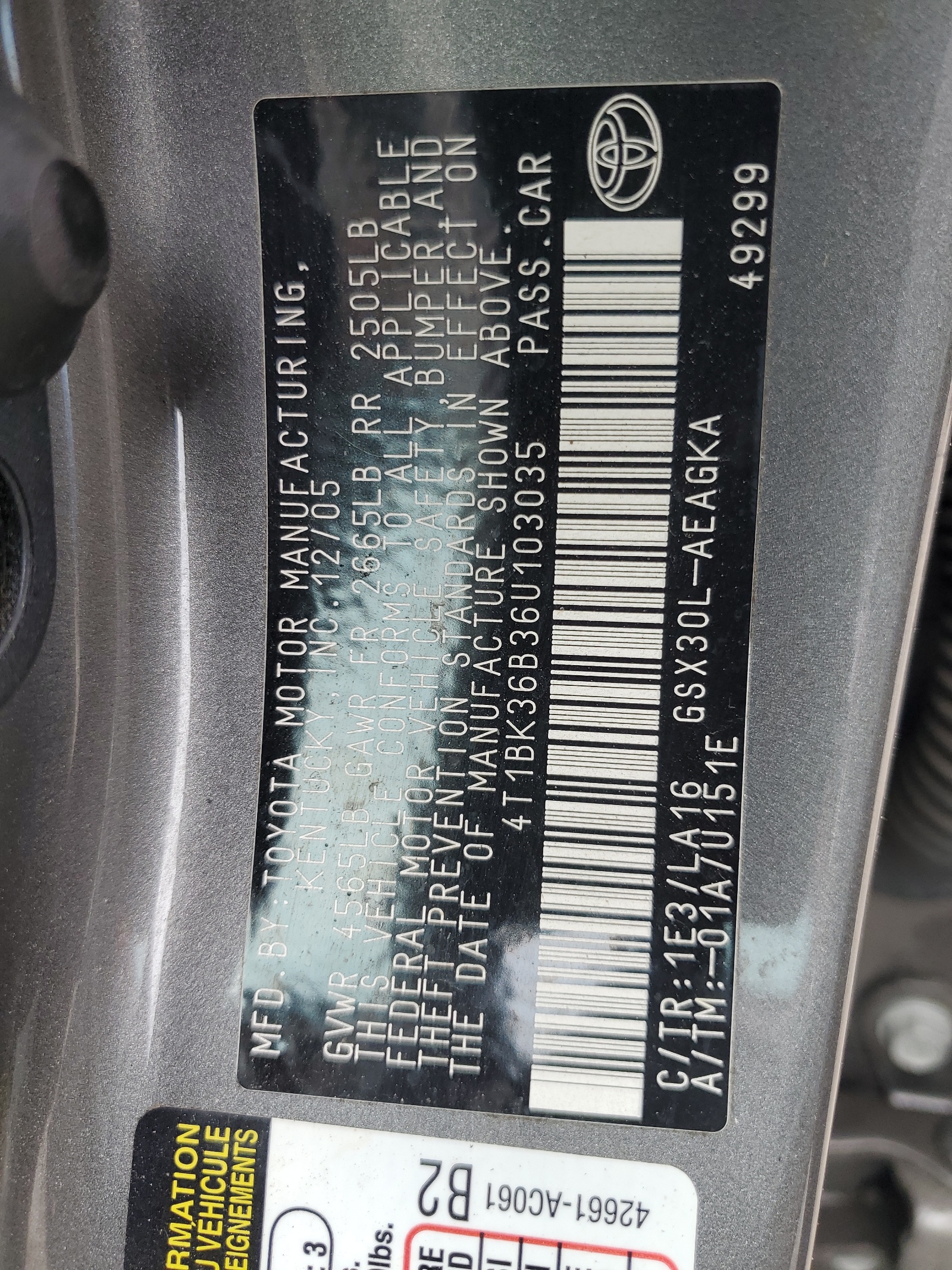 4T1BK36B36U103035 2006 Toyota Avalon Xl