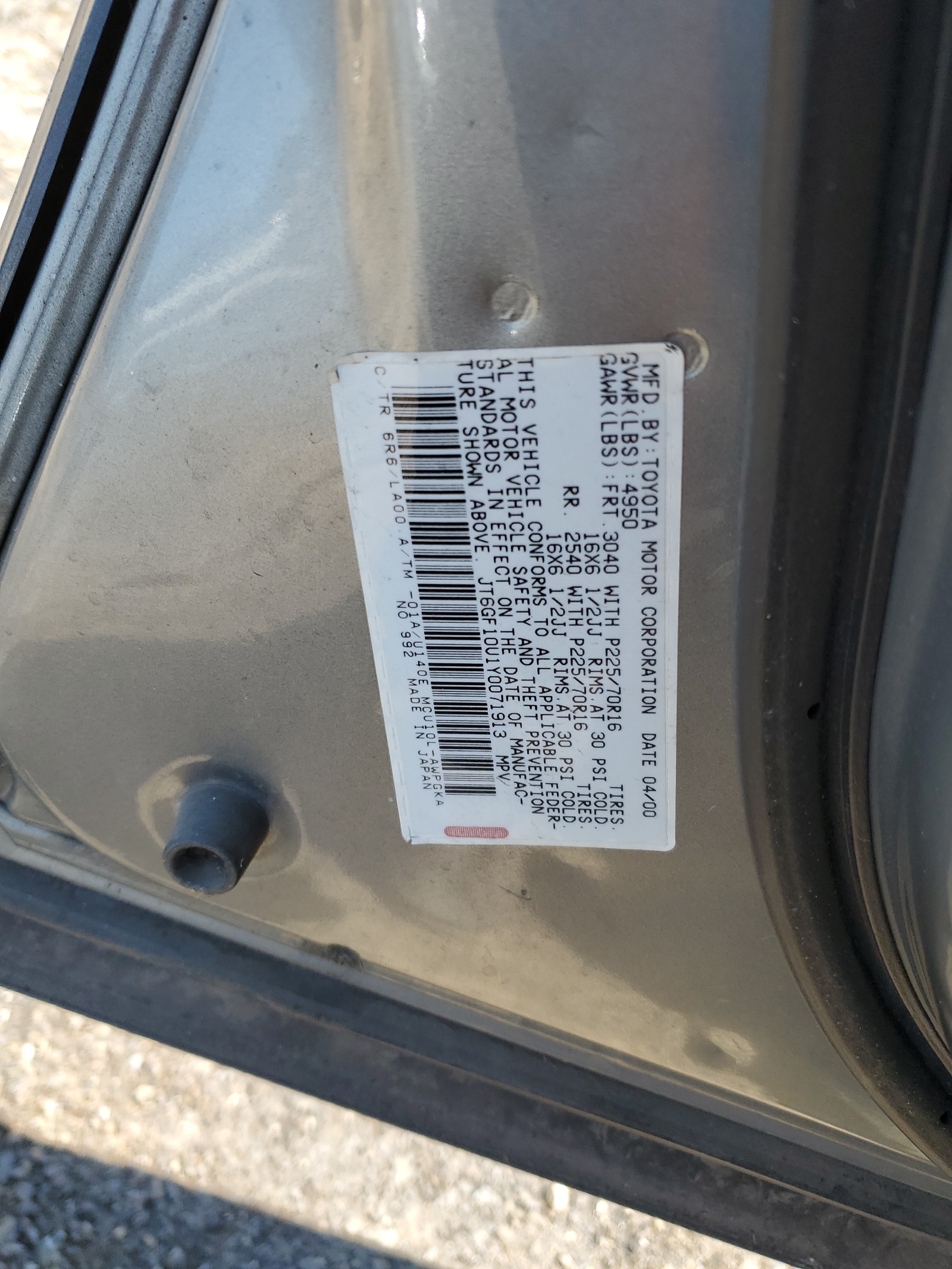 JT6GF10U1Y0071913 2000 Lexus Rx 300