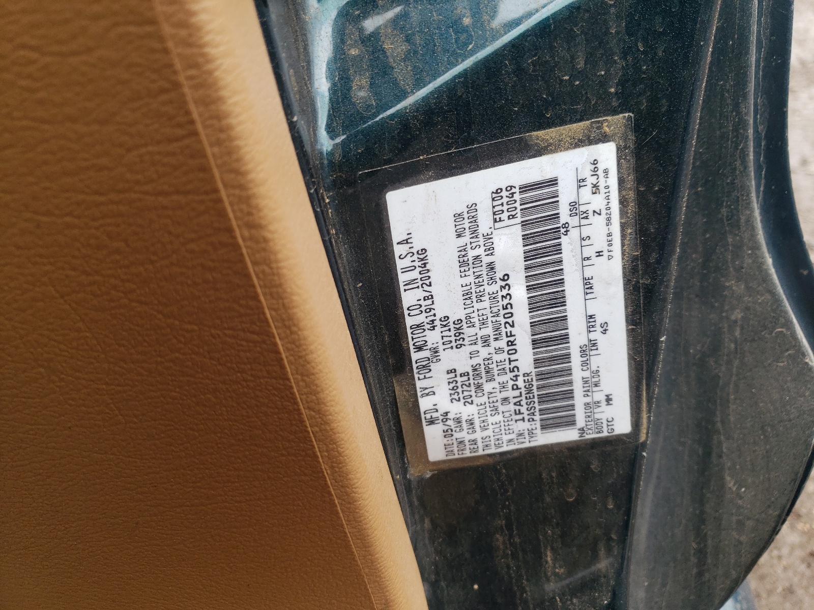 1FALP45T0RF205336 1994 Ford Mustang Gt