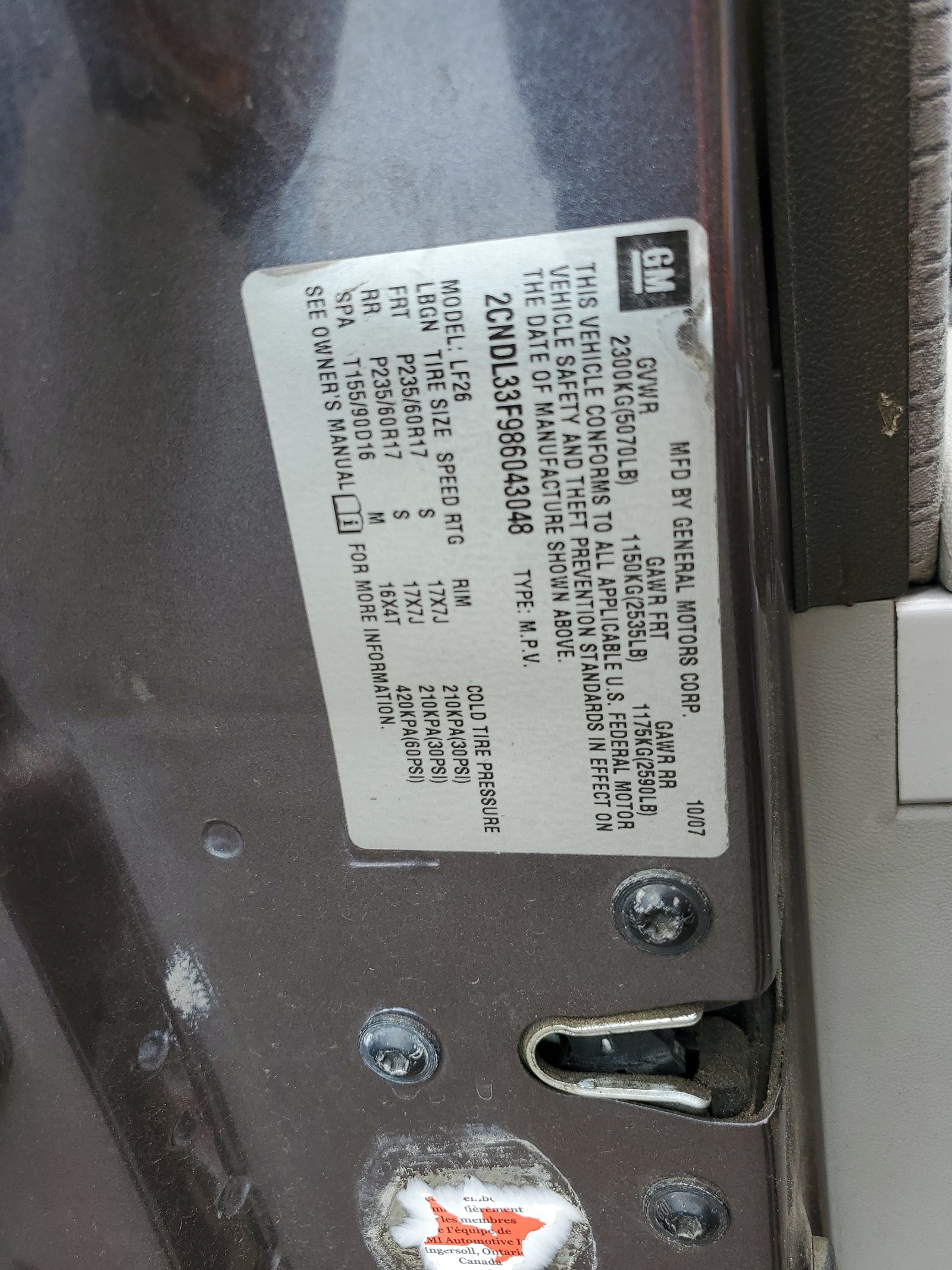 2CNDL33F986043048 2008 Chevrolet Equinox Lt