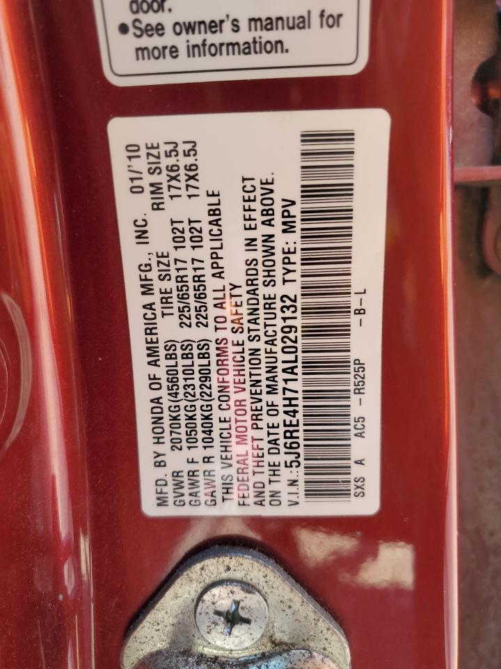 2010 Honda Cr-V Exl VIN: 5J6RE4H71AL029132 Lot: 61379624