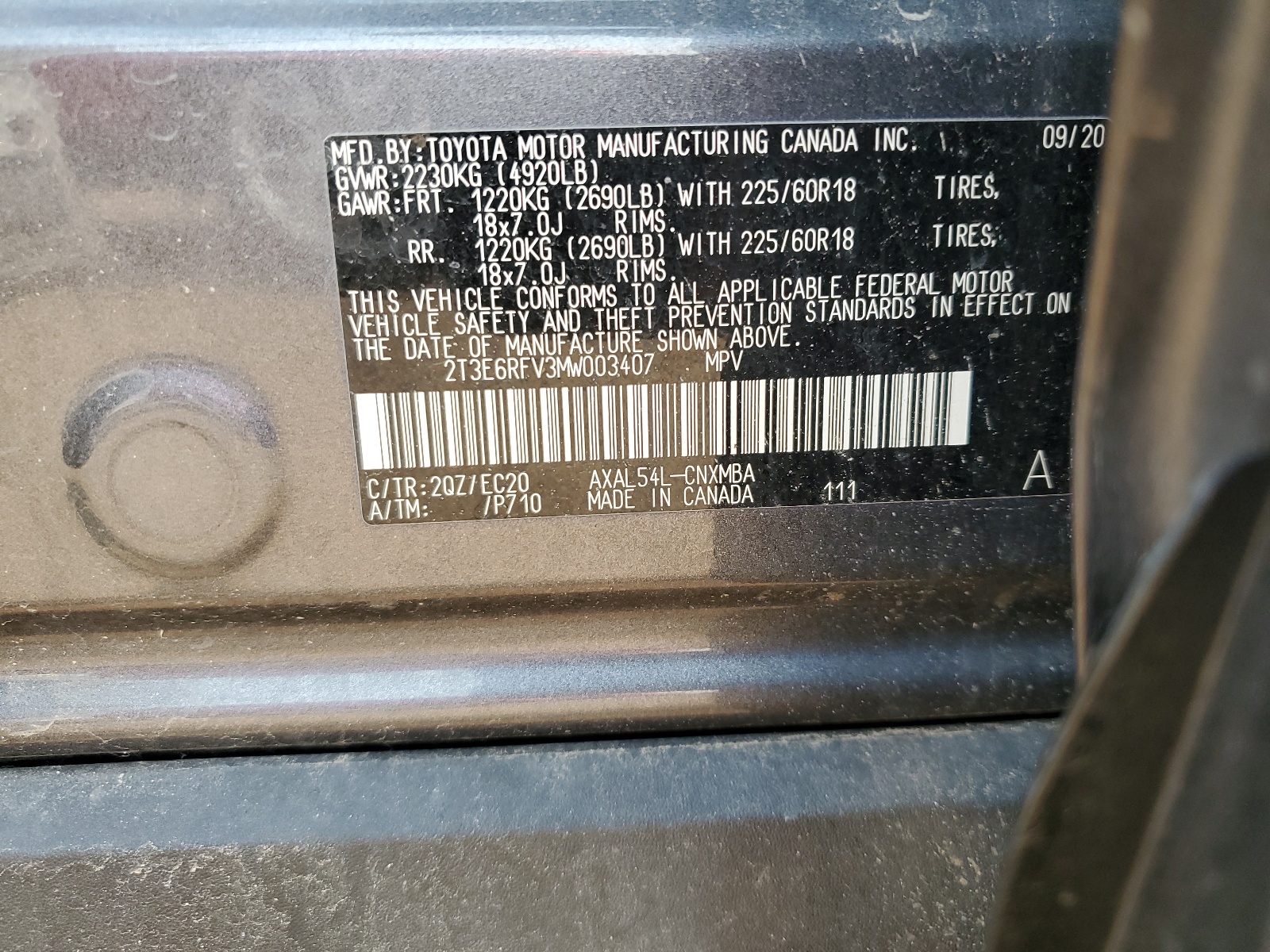 2T3E6RFV3MW003407 2021 Toyota Rav4 Xse 2T3E6RFV3MW003407 2021 Toyota Rav4 Xse