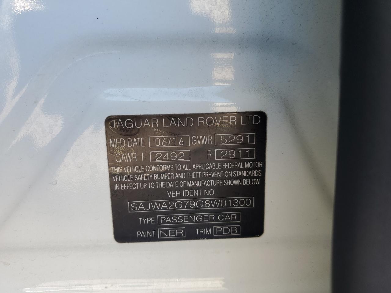 2016 Jaguar Xjl Portfolio VIN: SAJWA2G79G8W01300 Lot: 61296494
