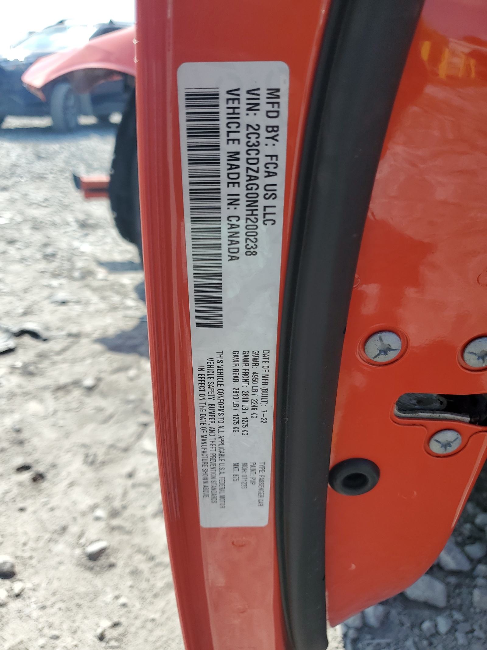 2C3CDZAG0NH200238 2022 Dodge Challenger Sxt