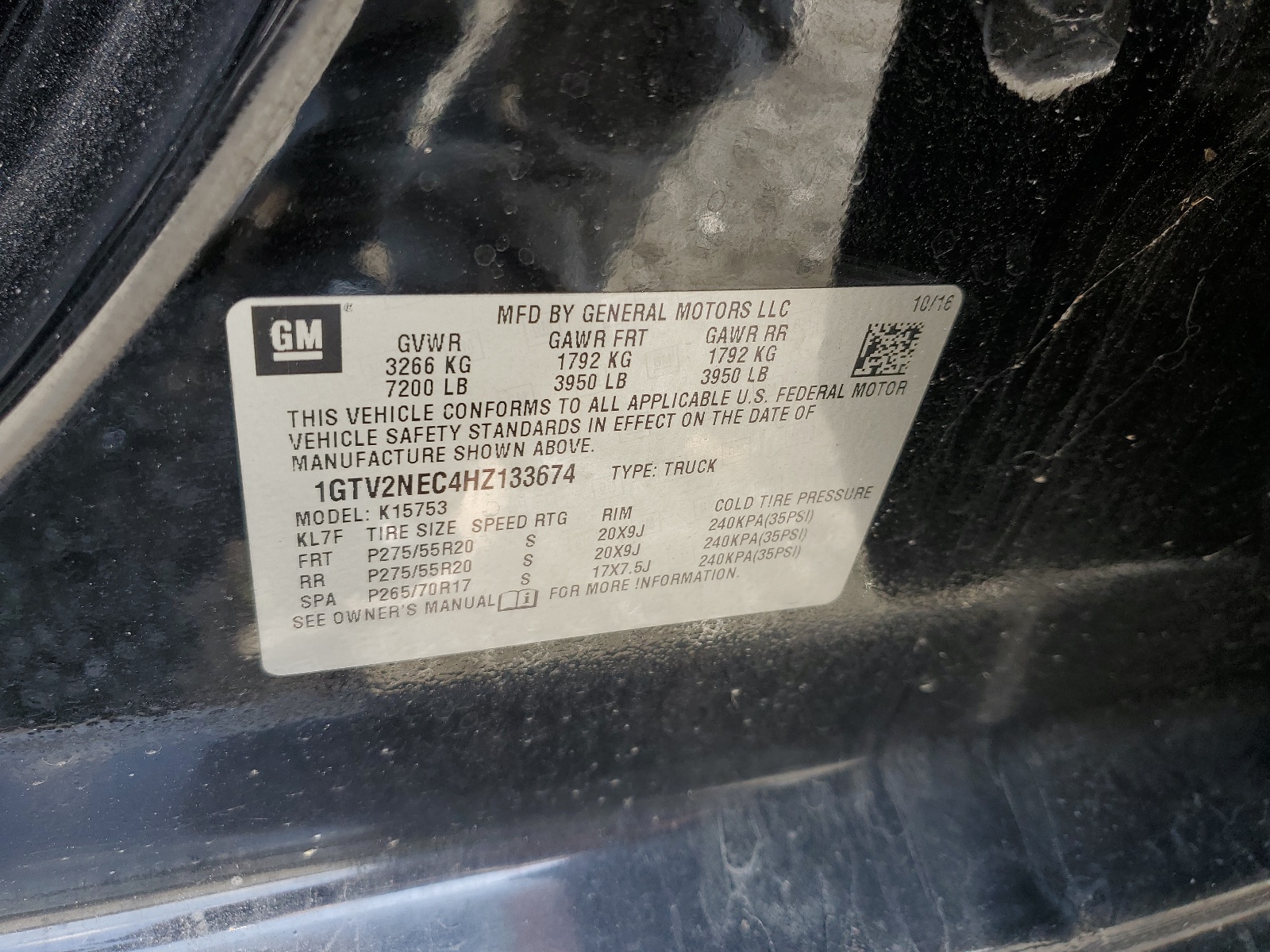 1GTV2NEC4HZ133674 2017 GMC Sierra K1500 Slt