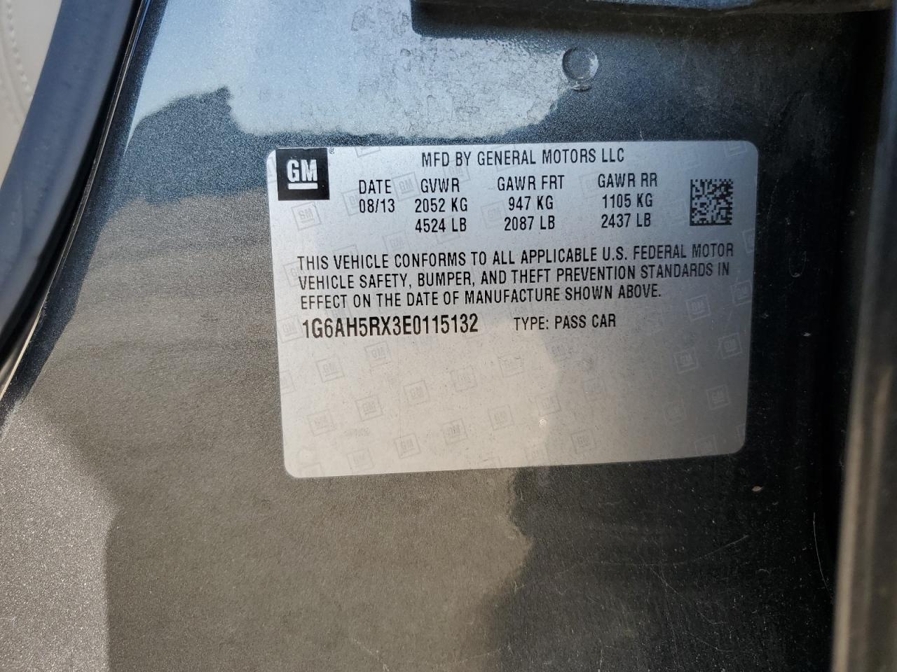 2014 Cadillac Ats Luxury VIN: 1G6AH5RX3E0115132 Lot: 61567484