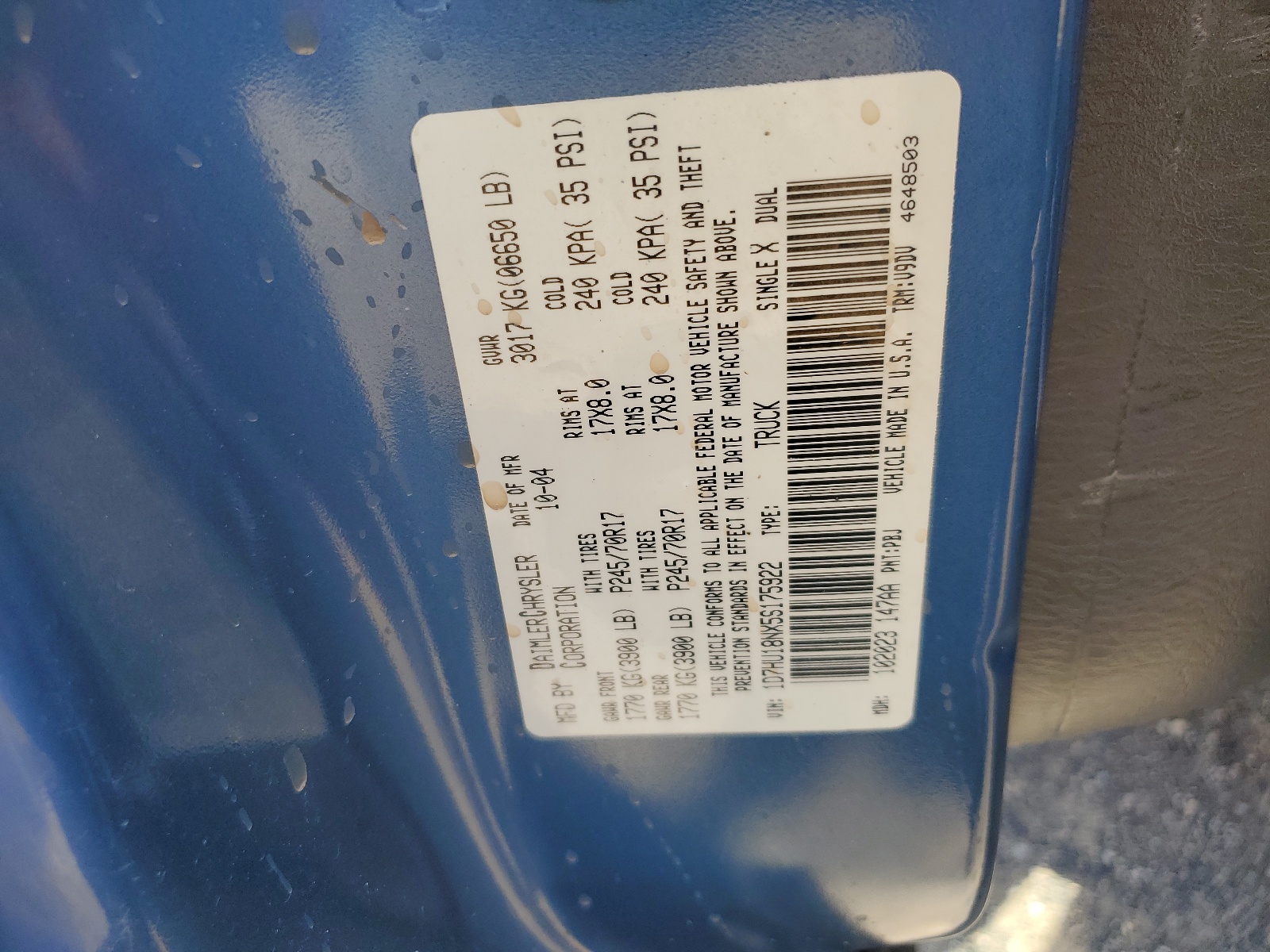 1D7HU18NX5S175922 2005 Dodge Ram 1500 St