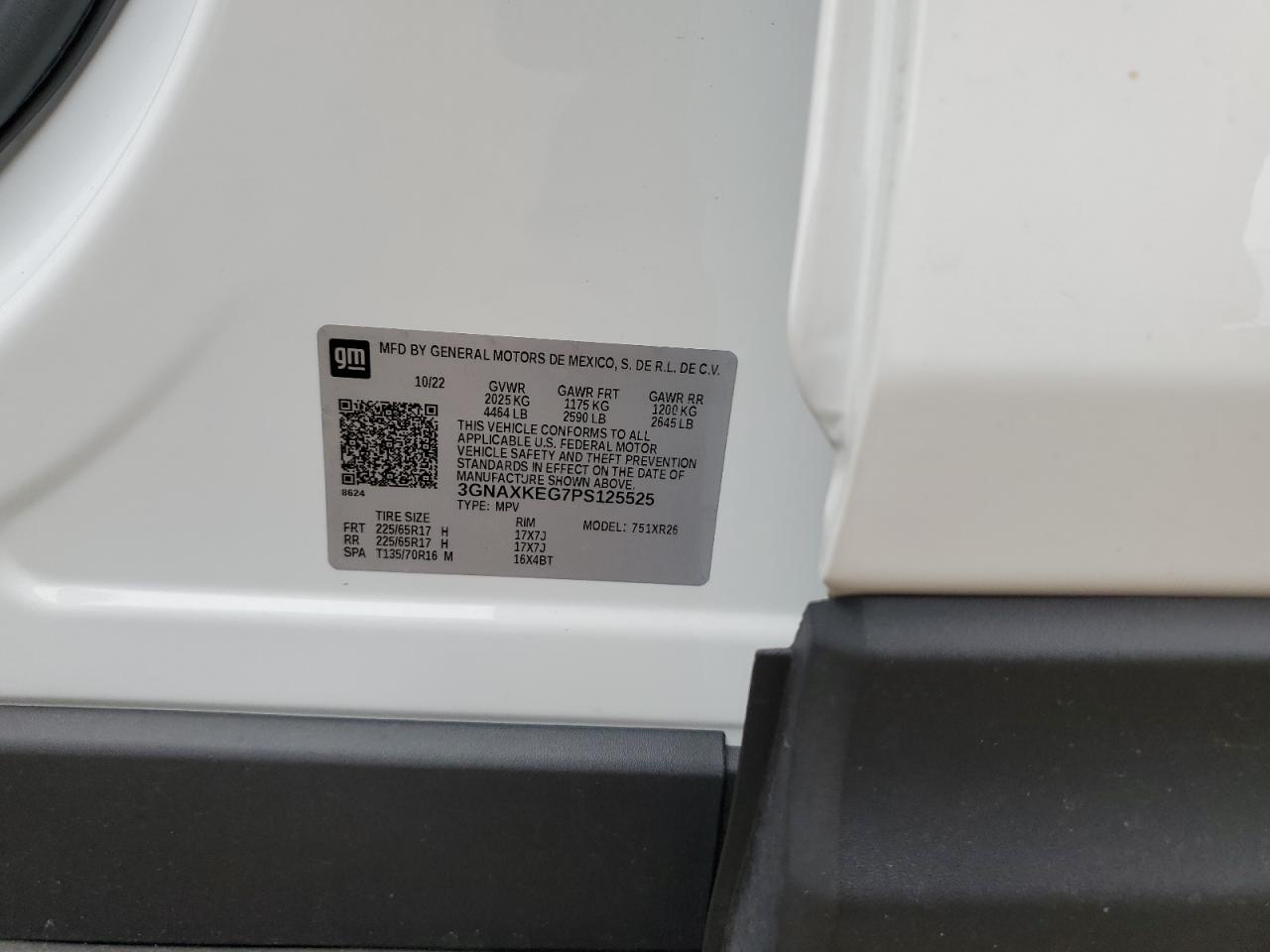 2023 Chevrolet Equinox Lt VIN: 3GNAXKEG7PS125525 Lot: 64607654