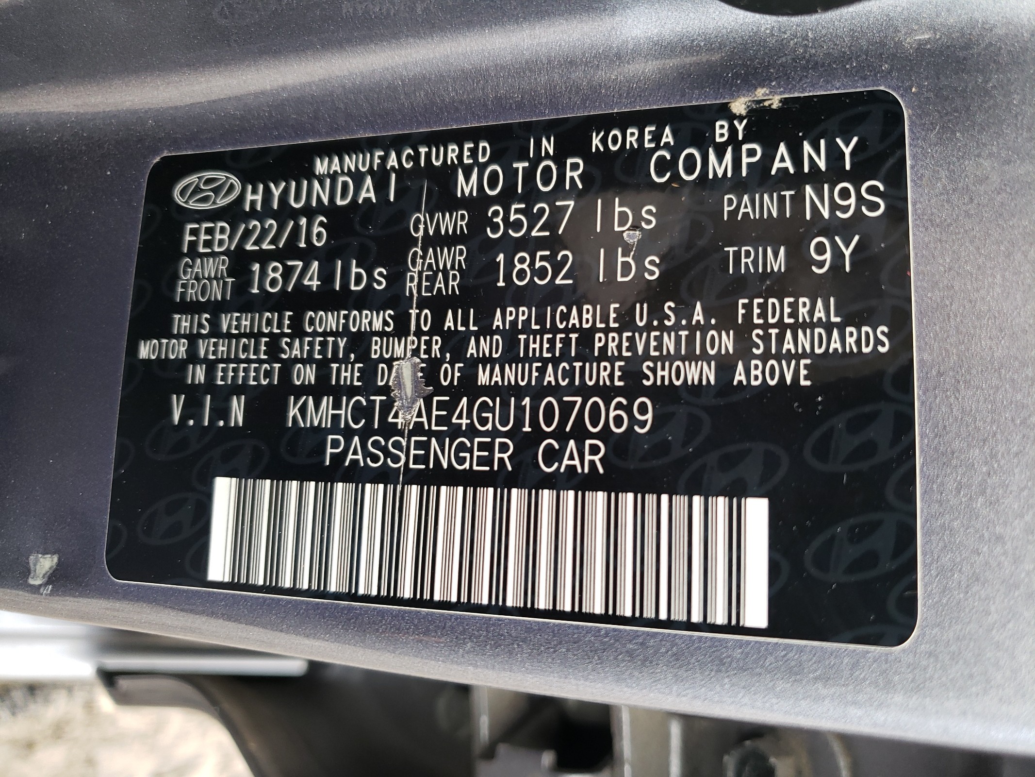 KMHCT4AE4GU107069 2016 Hyundai Accent Se