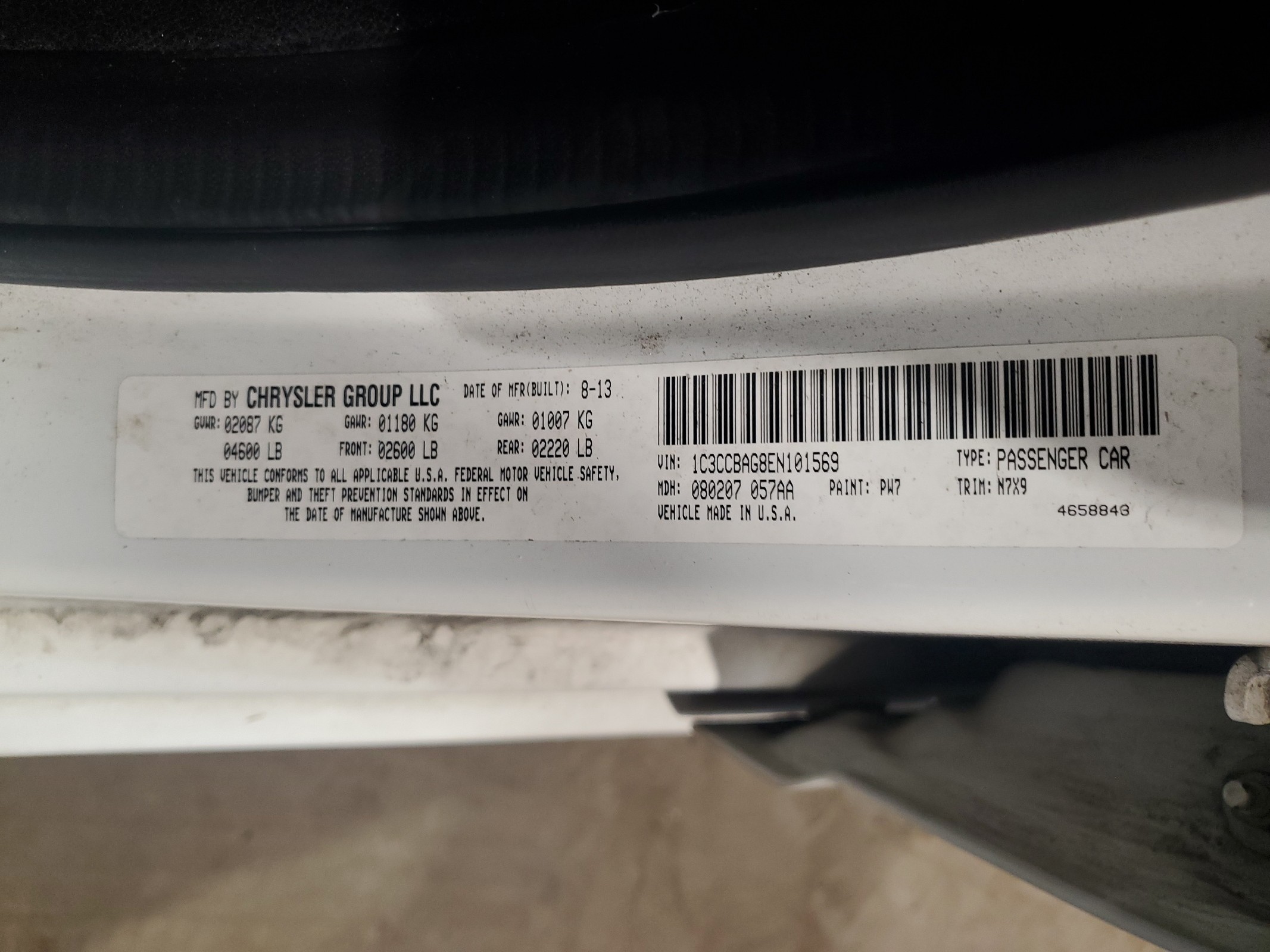 1C3CCBAG8EN101569 2014 Chrysler 200 Lx