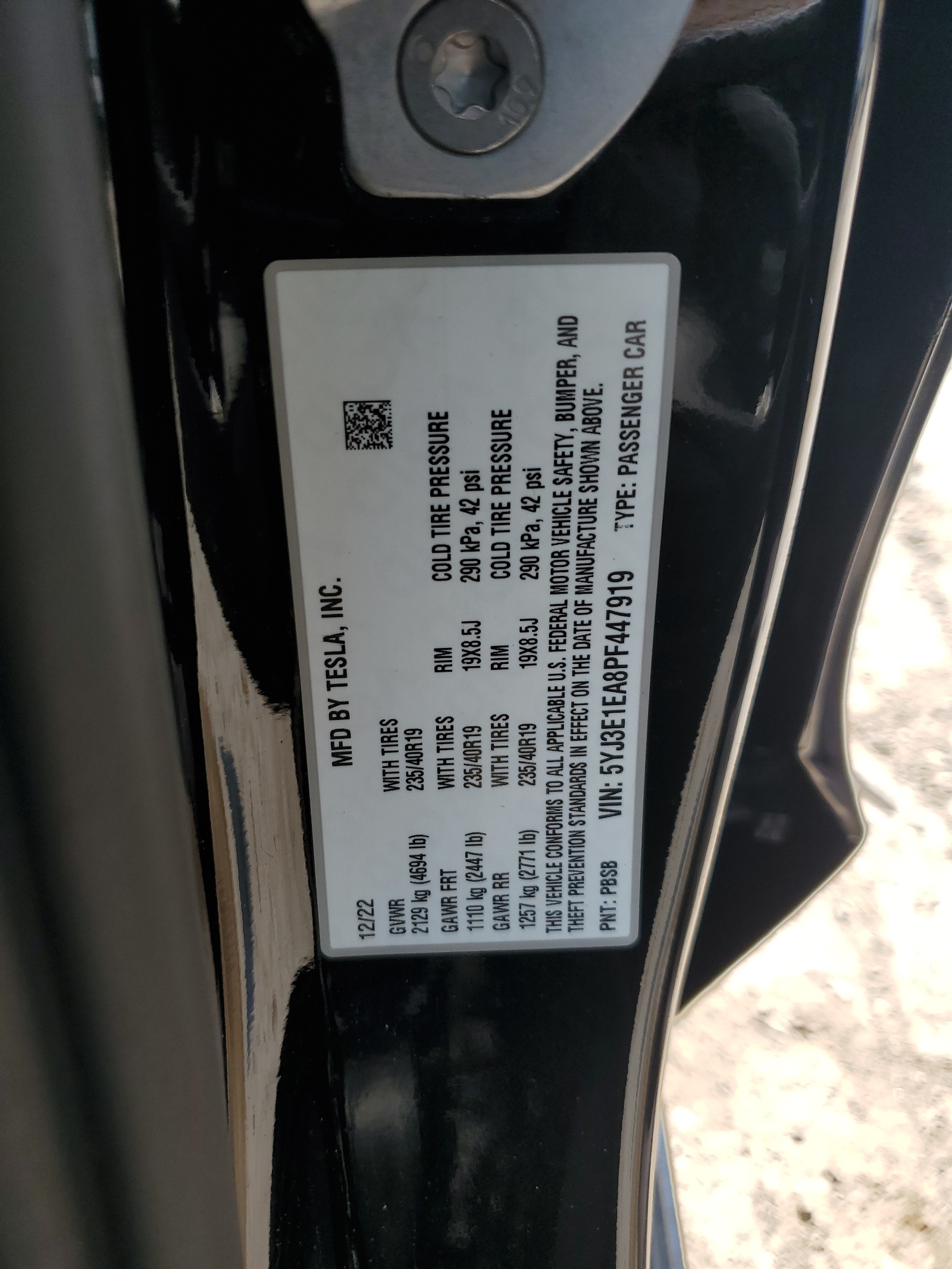 5YJ3E1EA8PF447919 2023 Tesla Model 3