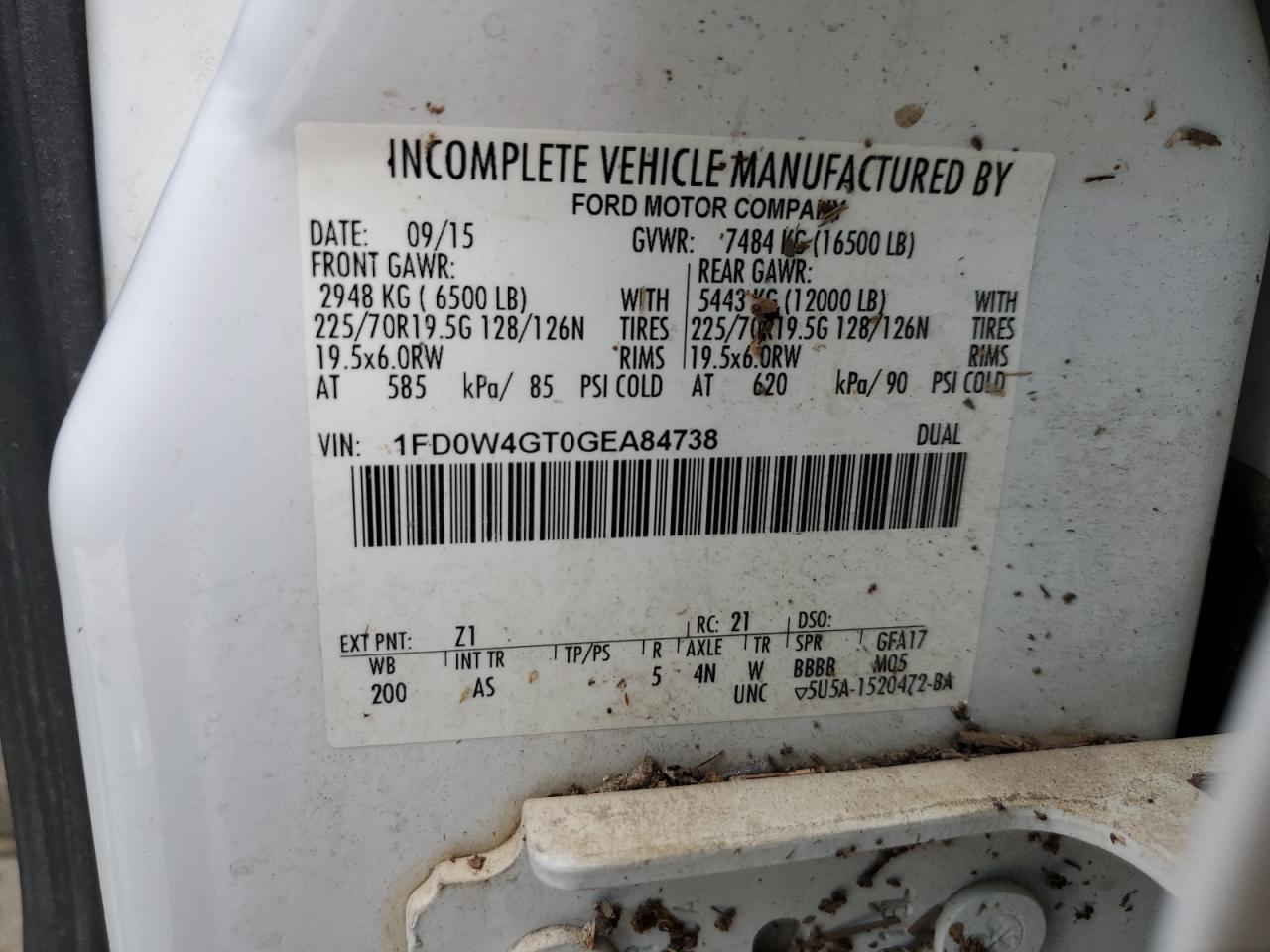 2016 Ford F450 Super Duty VIN: 1FD0W4GT0GEA84738 Lot: 64198974