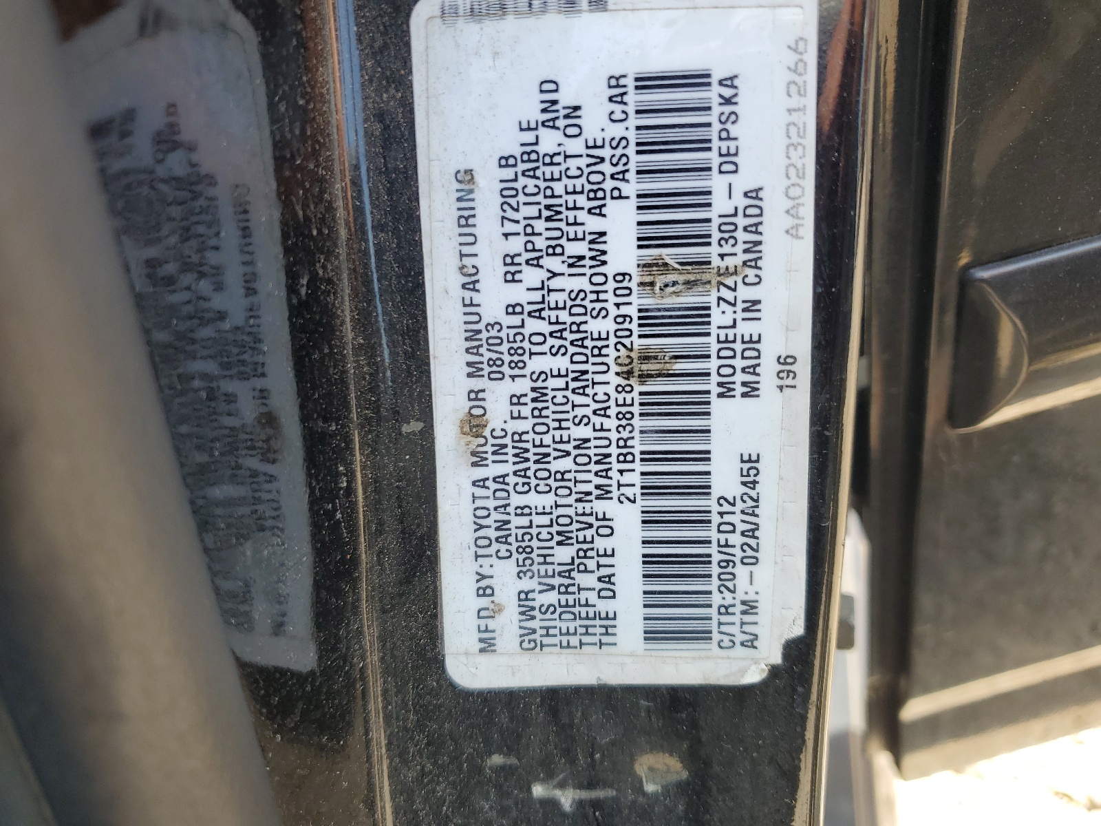 2T1BR38E84C209109 2004 Toyota Corolla Ce