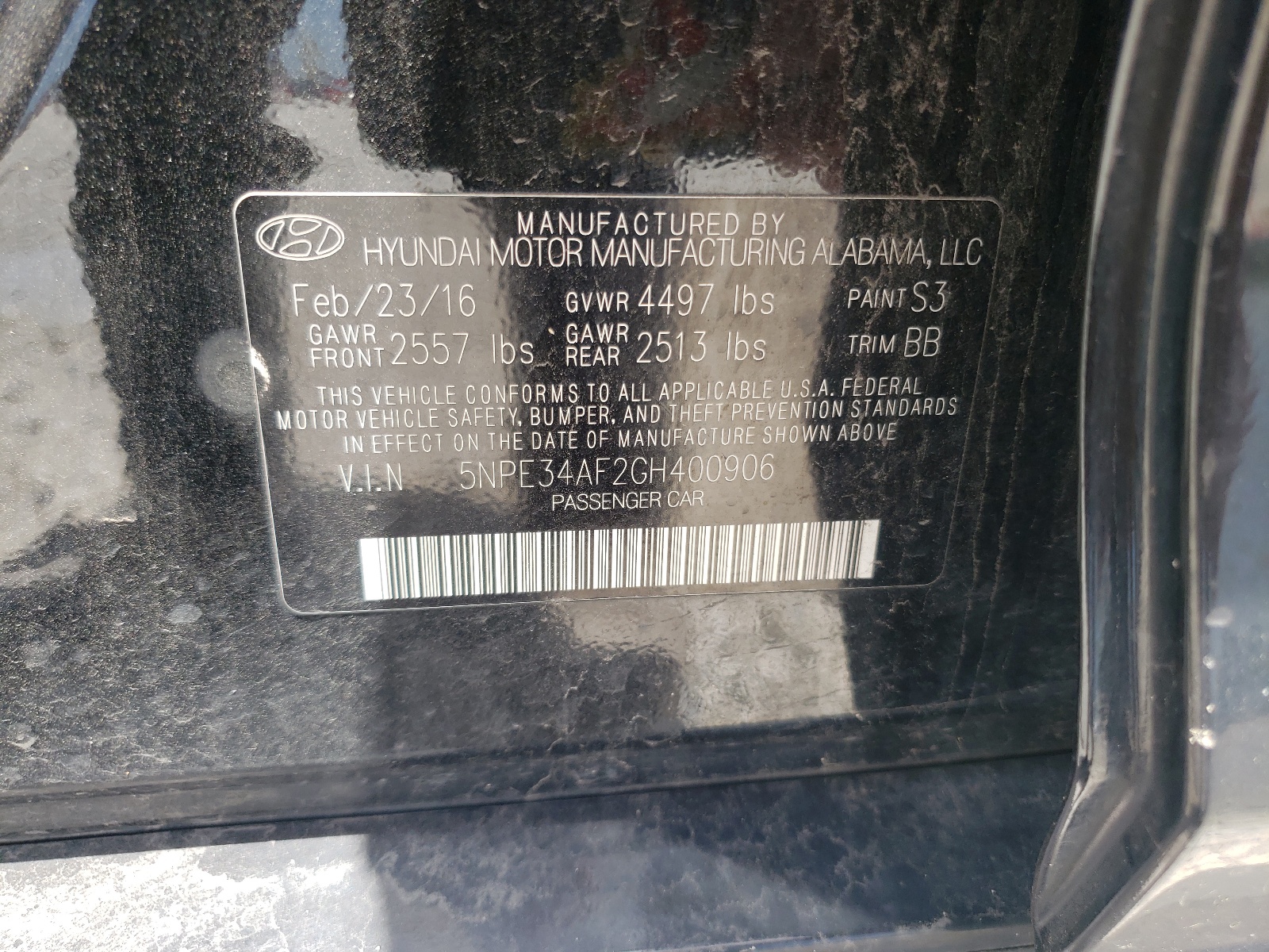 5NPE34AF2GH400906 2016 Hyundai Sonata Sport