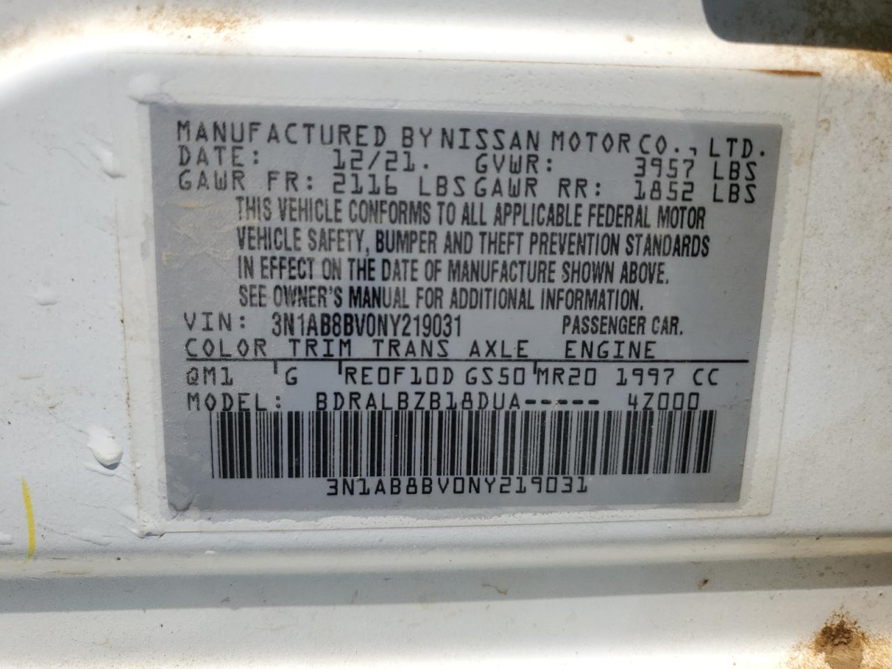 2022 Nissan Sentra S VIN: 3N1AB8BV0NY219031 Lot: 63050374