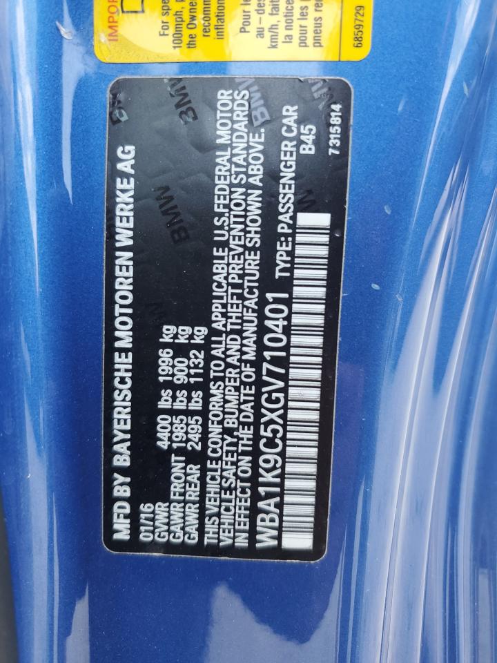 2016 BMW 228 I Sulev VIN: WBA1K9C5XGV710401 Lot: 63558164