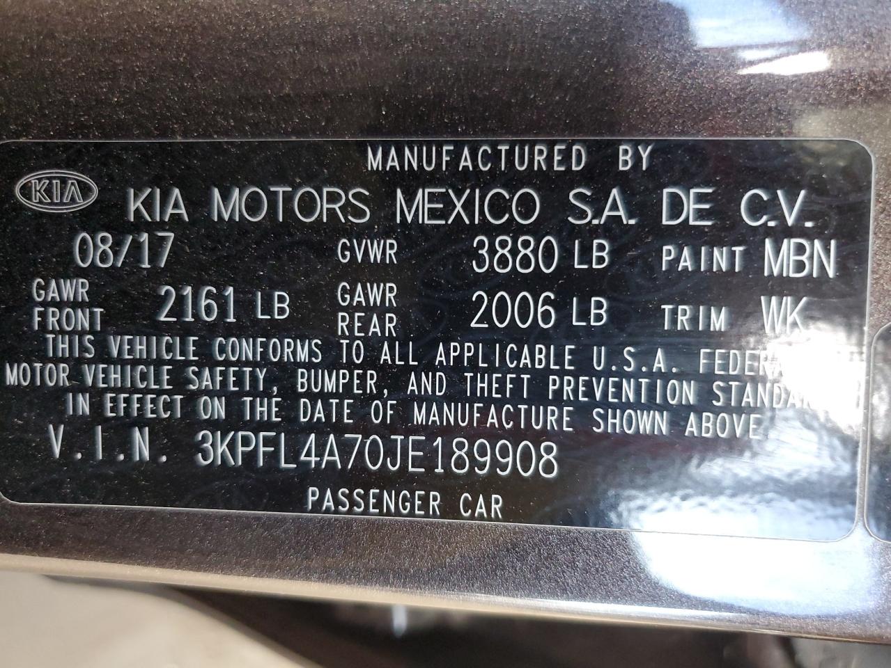 2018 Kia Forte Lx VIN: 3KPFL4A70JE189908 Lot: 64646914