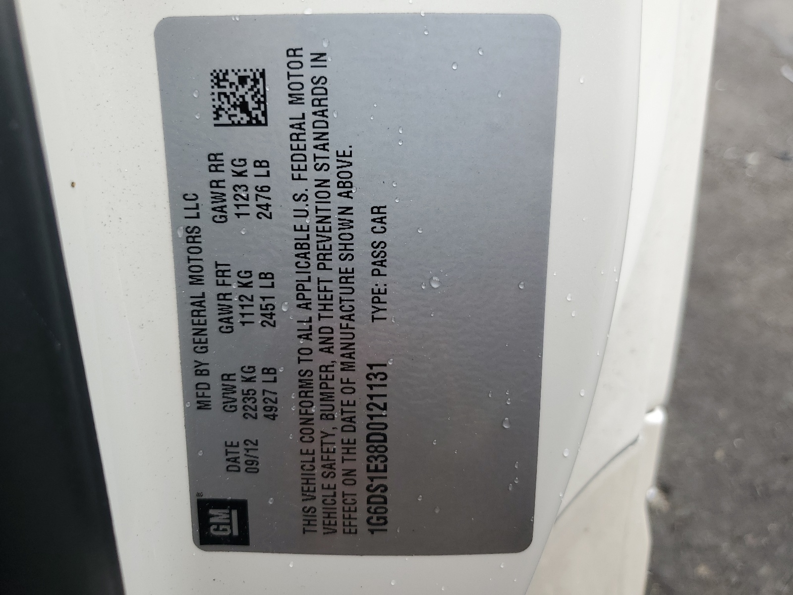 1G6DS1E38D0121131 2013 Cadillac Cts Premium Collection