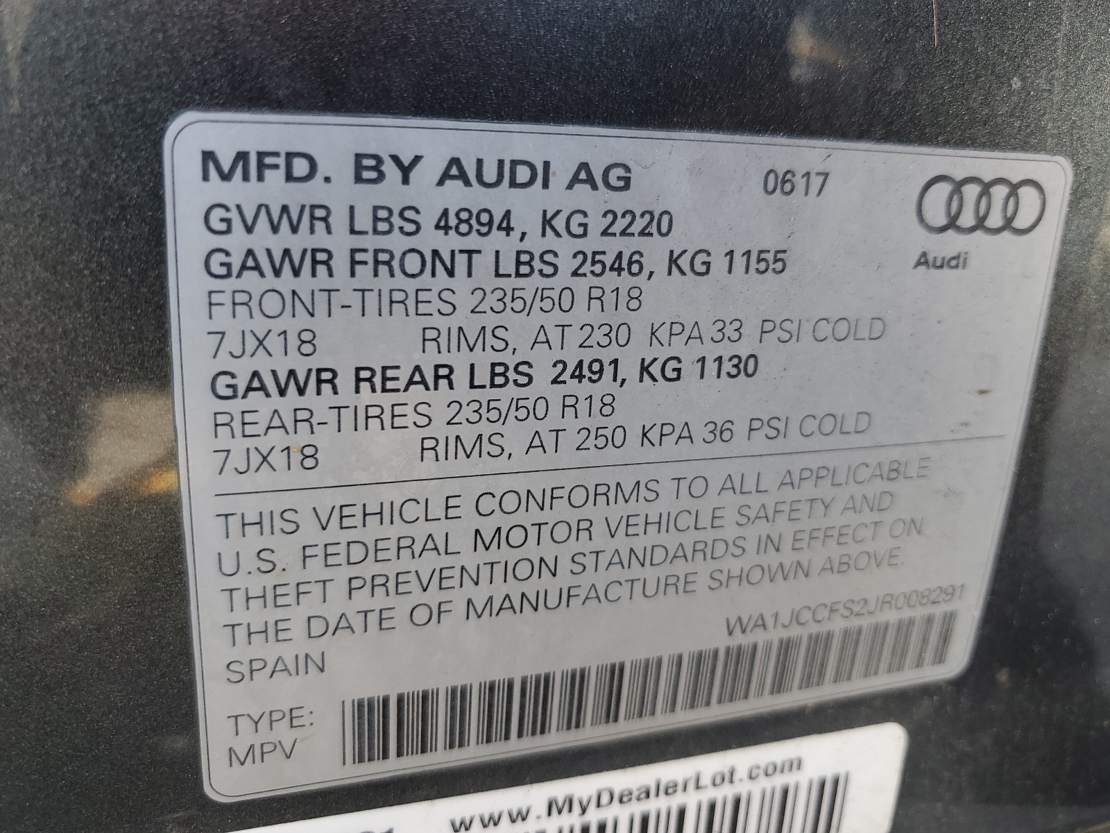 WA1JCCFS2JR008291 2018 Audi Q3 Premium Plus