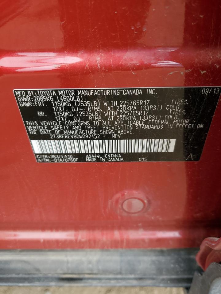 2013 Toyota Rav4 Xle VIN: 2T3RFREV9DW092452 Lot: 62760944