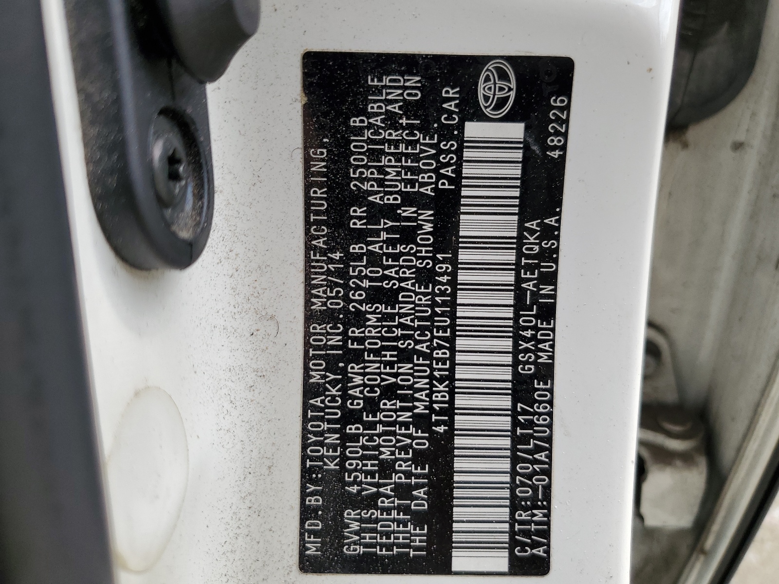 4T1BK1EB7EU113491 2014 Toyota Avalon Base