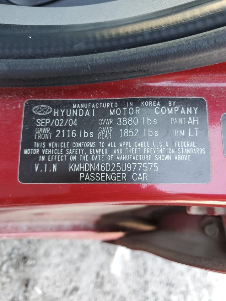 2005 Hyundai Elantra Gls VIN: KMHDN46D25U977575 Lot: 63122374