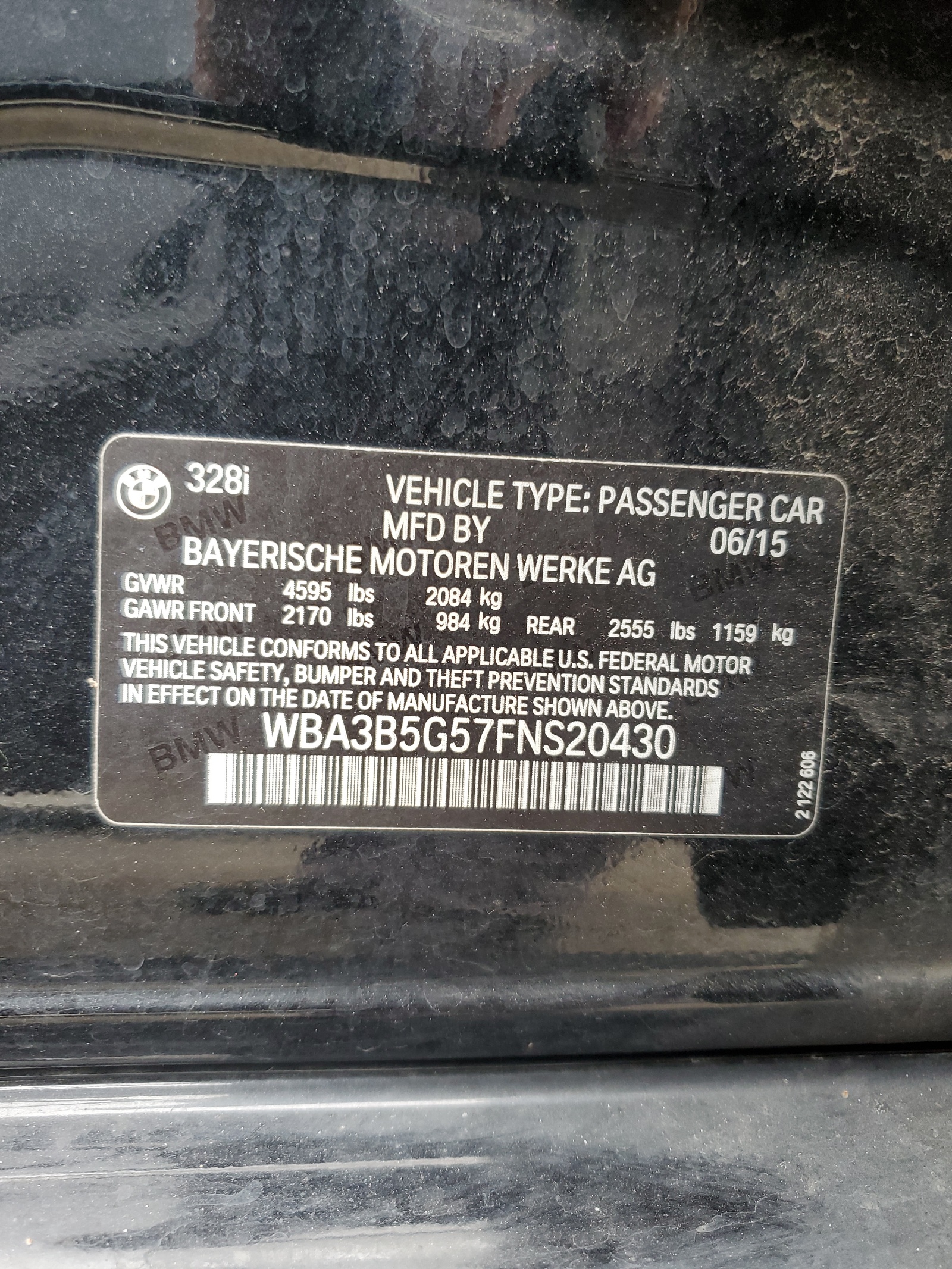 WBA3B5G57FNS20430 2015 BMW 328 Xi Sulev