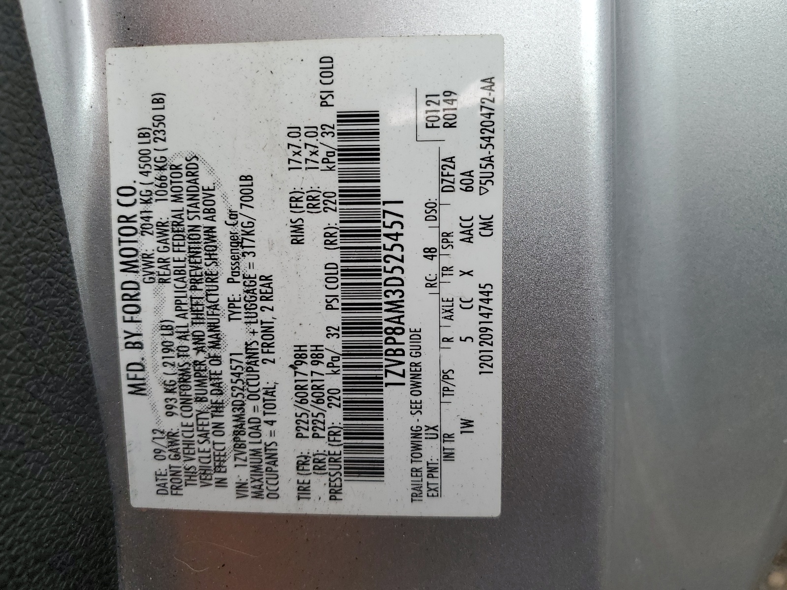 1ZVBP8AM3D5254571 2013 Ford Mustang