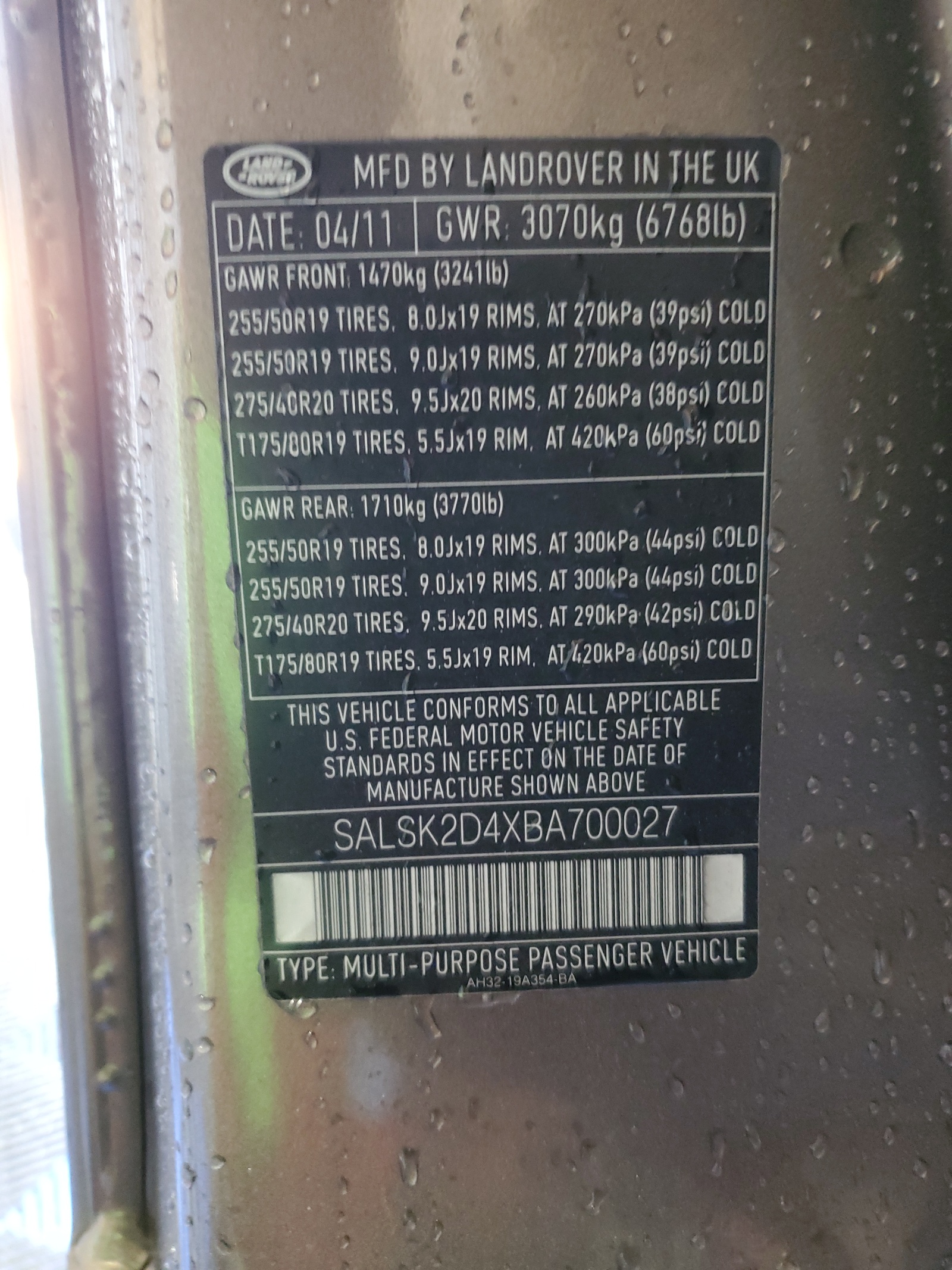 SALSK2D4XBA700027 2011 Land Rover Range Rover Sport Lux