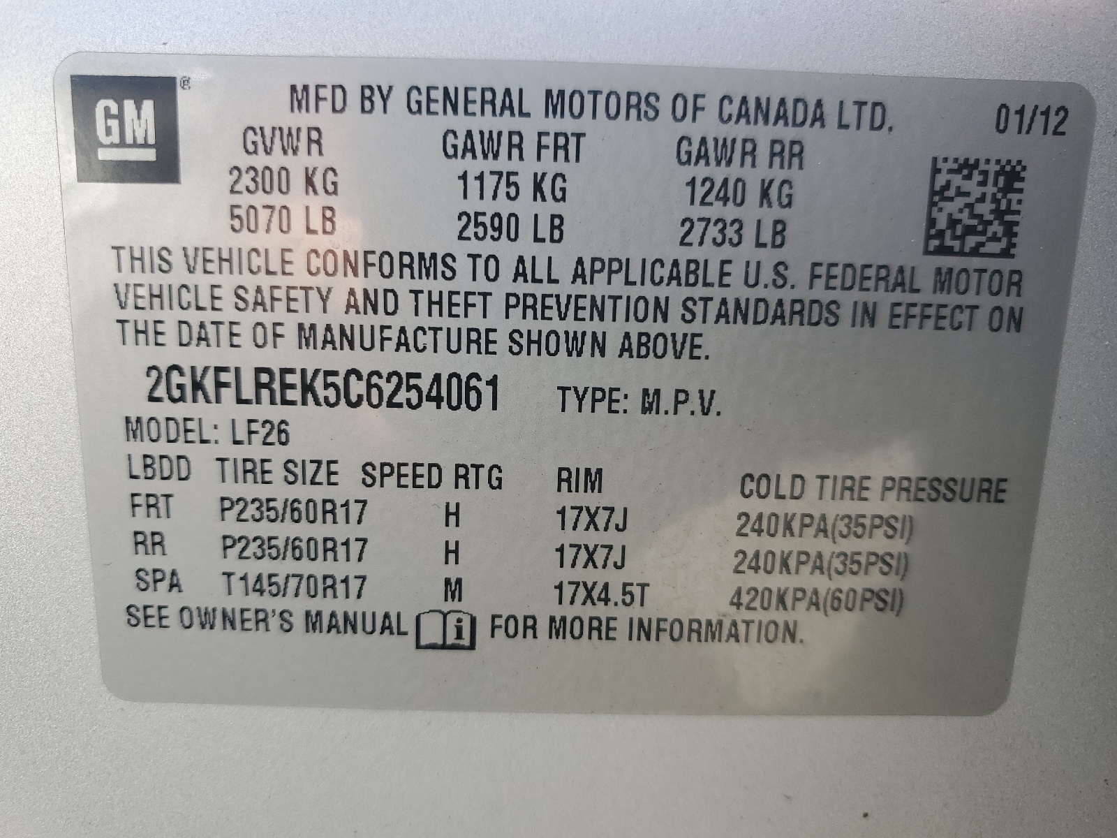 2GKFLREK5C6254061 2012 GMC Terrain Sle