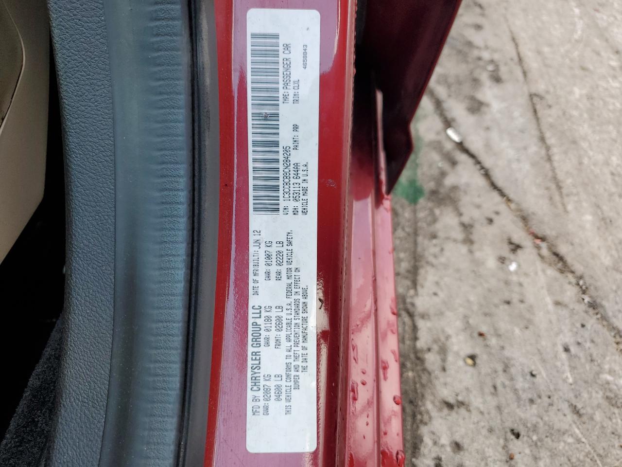 2012 Chrysler 200 Limited VIN: 1C3CCBCB9CN284205 Lot: 63993654