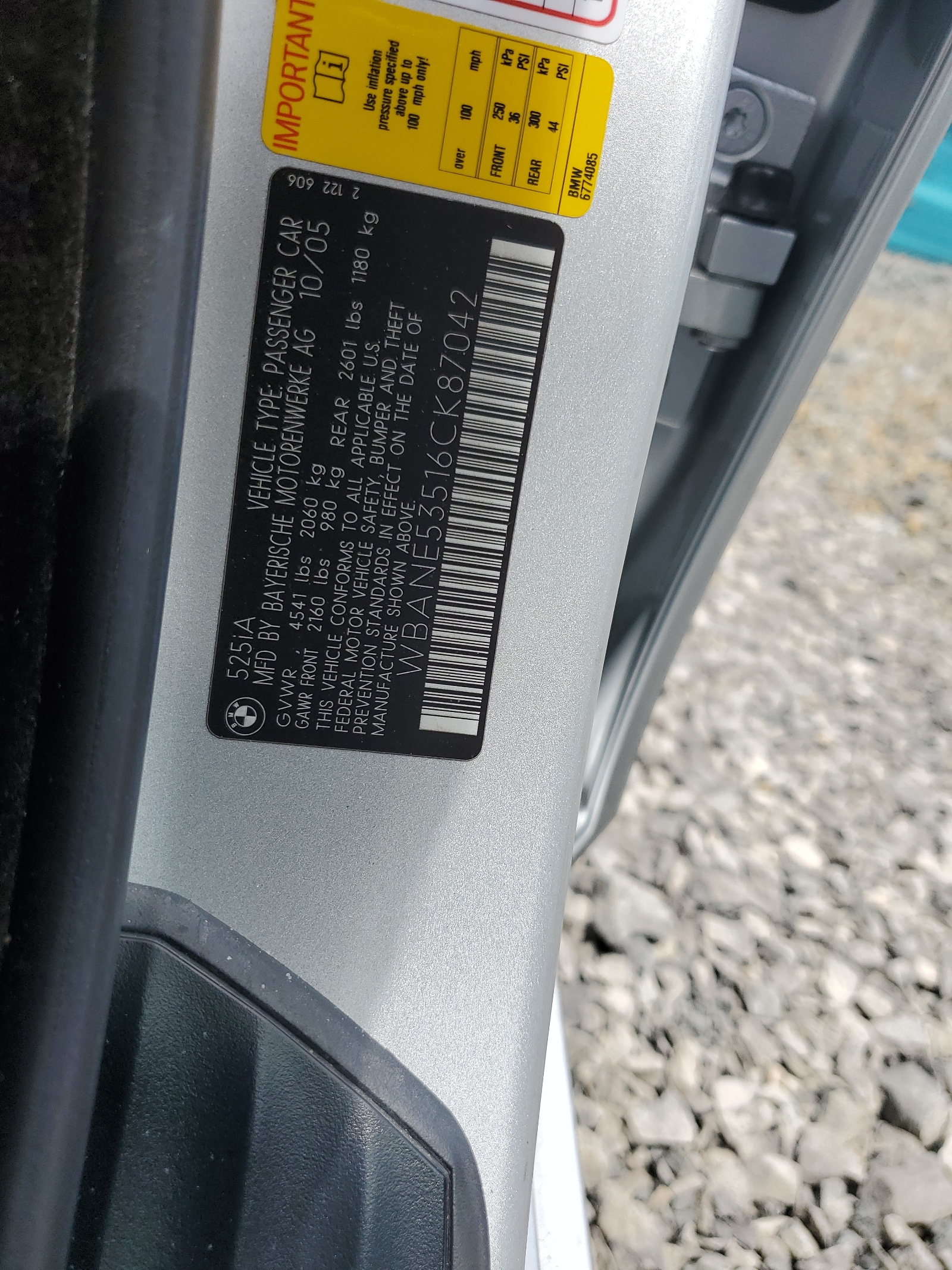 WBANE53516CK87042 2006 BMW 525 I