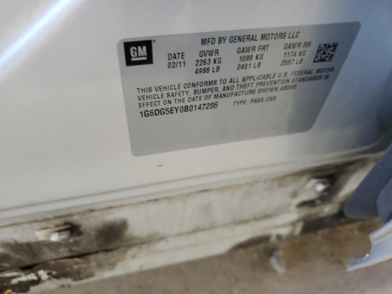 2011 Cadillac Cts Luxury Collection VIN: 1G6DG5EY0B0147286 Lot: 64050484