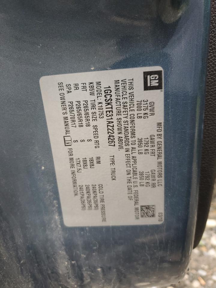 2010 Chevrolet Silverado K1500 Ltz VIN: 1GCSKTE31AZ224267 Lot: 63756724